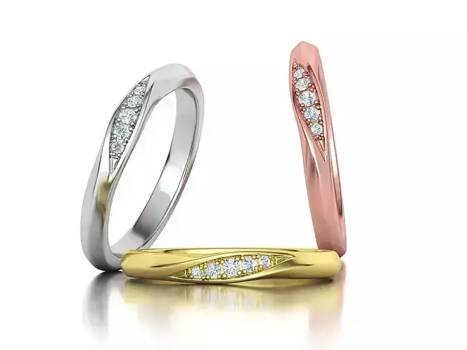 Twisted Diamond Wedding Band Ring Mobius Spiral Ring 3D print model