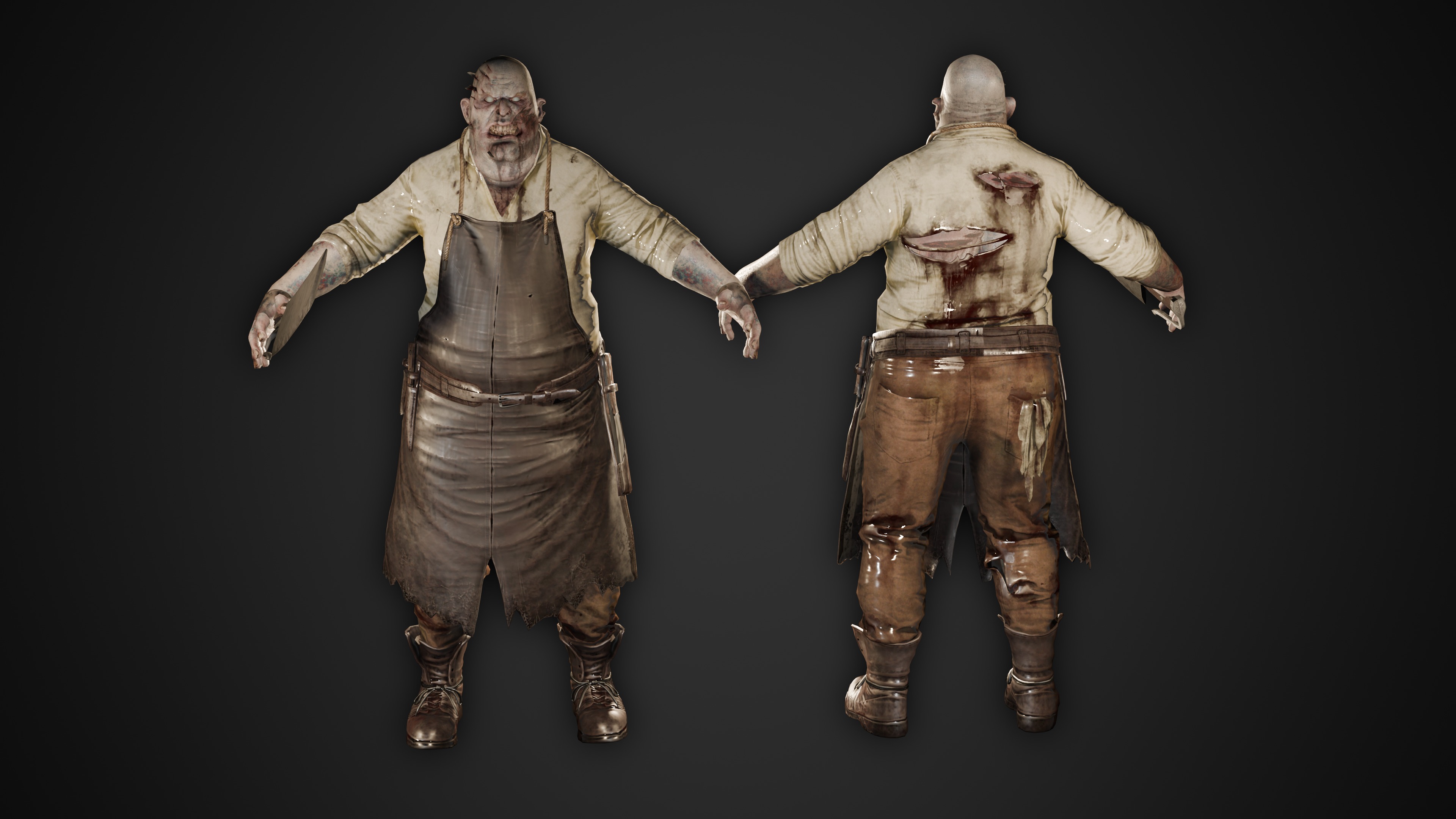 Zombie Butcher Low-poly 3D model_2