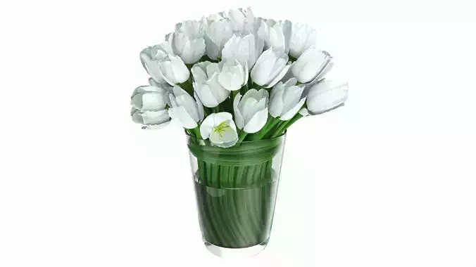 Tulips in large vase 3D model