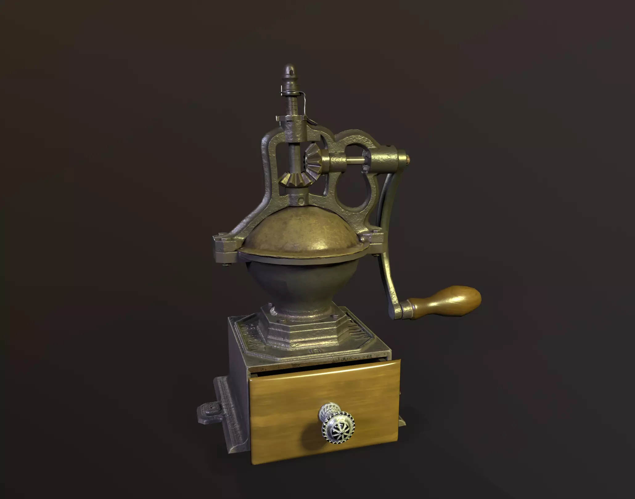 Vintage coffee grinder Low-poly 3D model