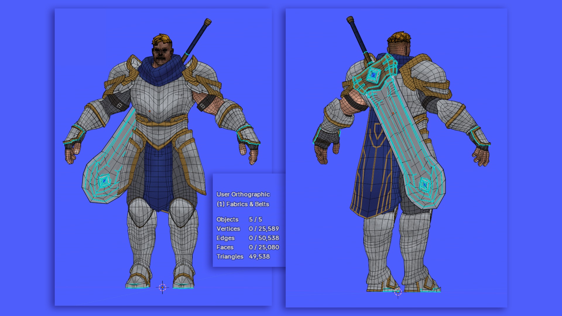 Low Poly - Stylized Warrior - Bran Low-poly 3D model_15