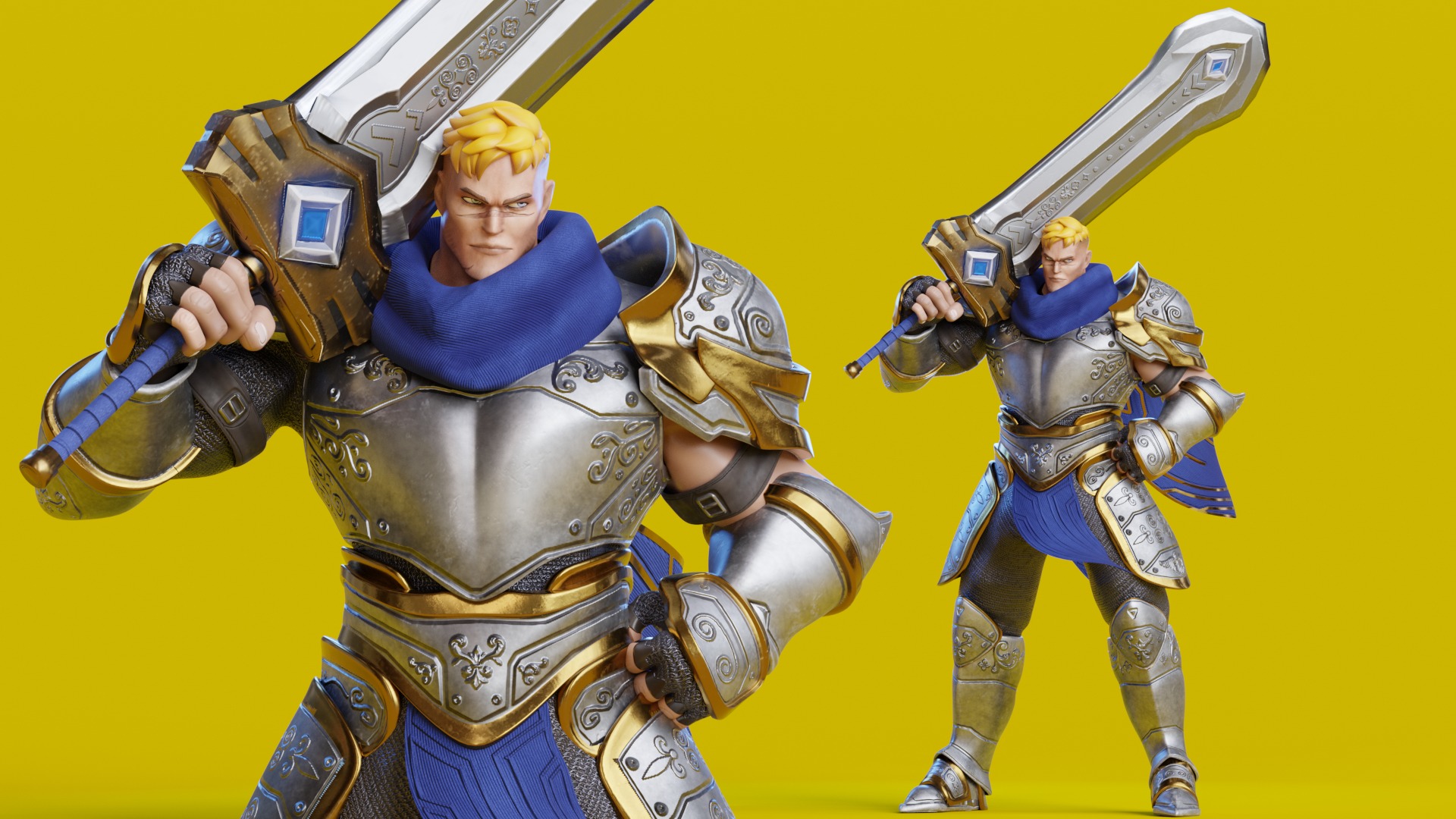 Low Poly - Stylized Warrior - Bran Low-poly 3D model_5