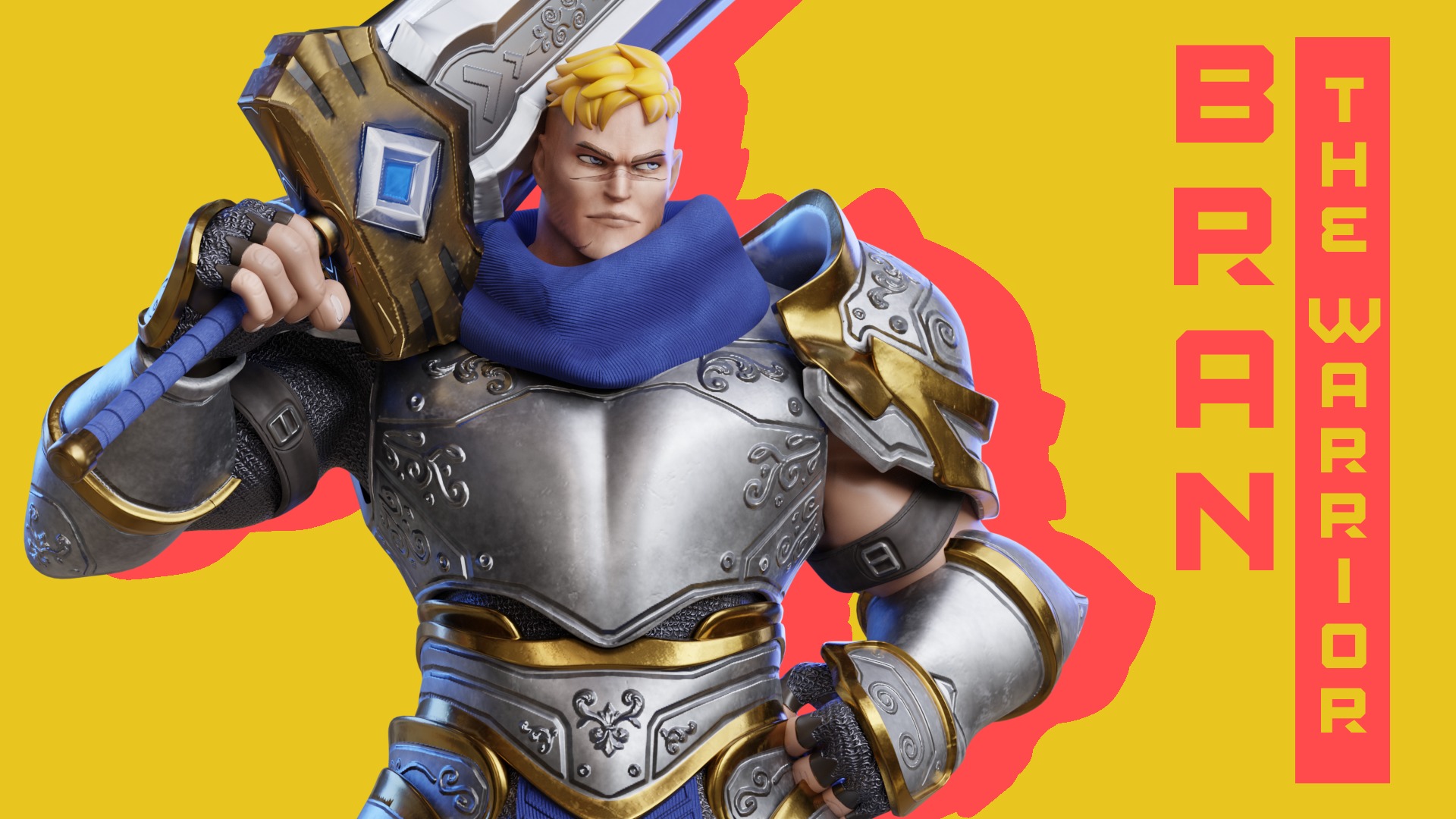 Low Poly - Stylized Warrior - Bran Low-poly 3D model_2