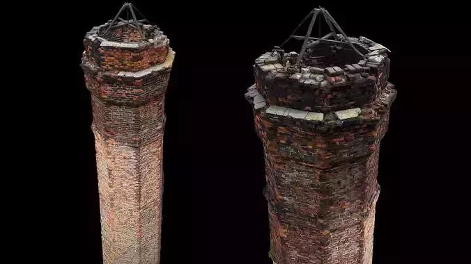chimney damaged bricks abandoned factory drone photogrammetry