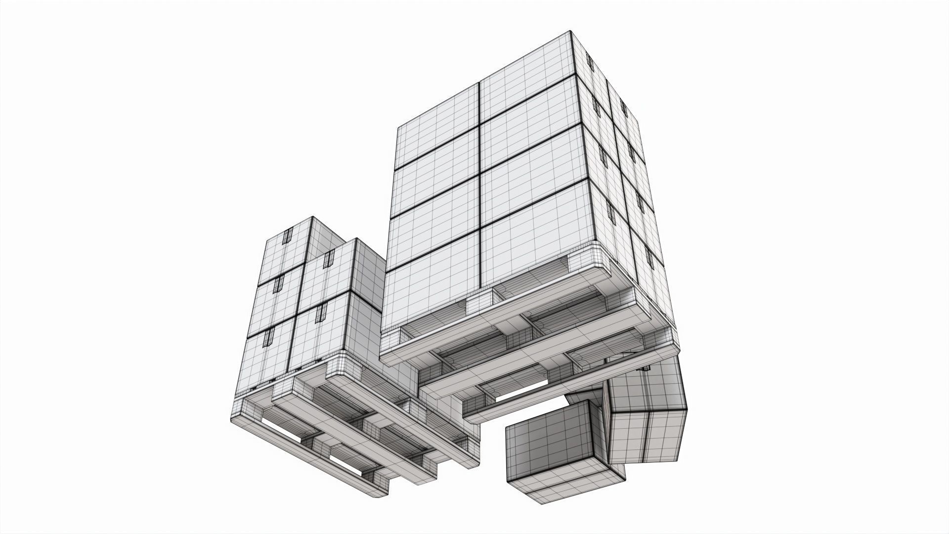 Cardboard boxes on a pallets 3D model_8