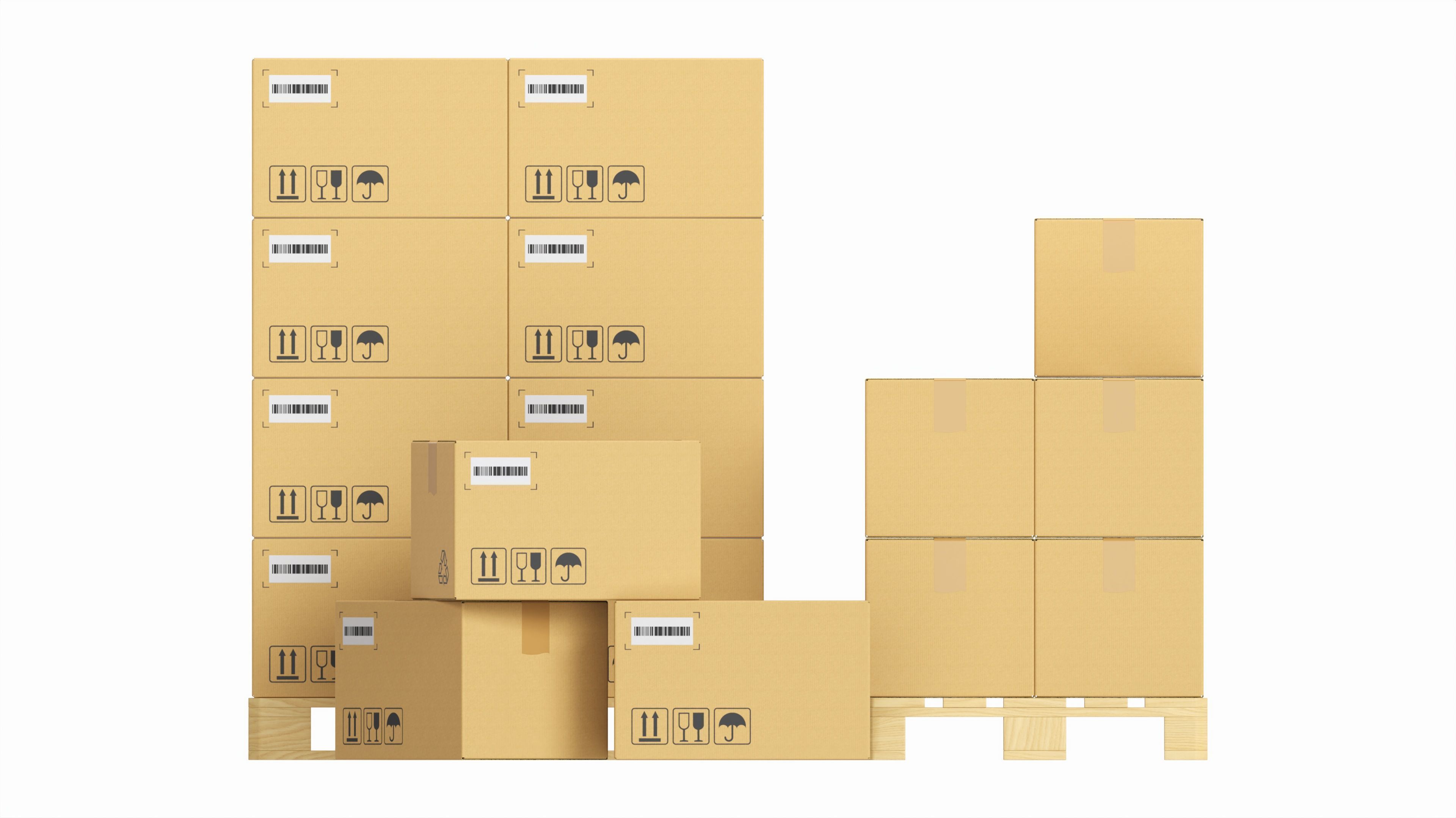 Cardboard boxes on a pallets 3D model_4