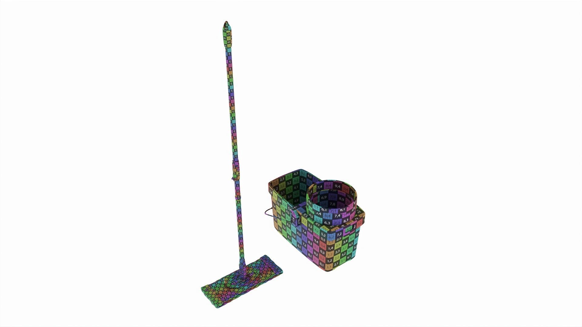 Clean floor wiper and bucket with wringer 3D model_7