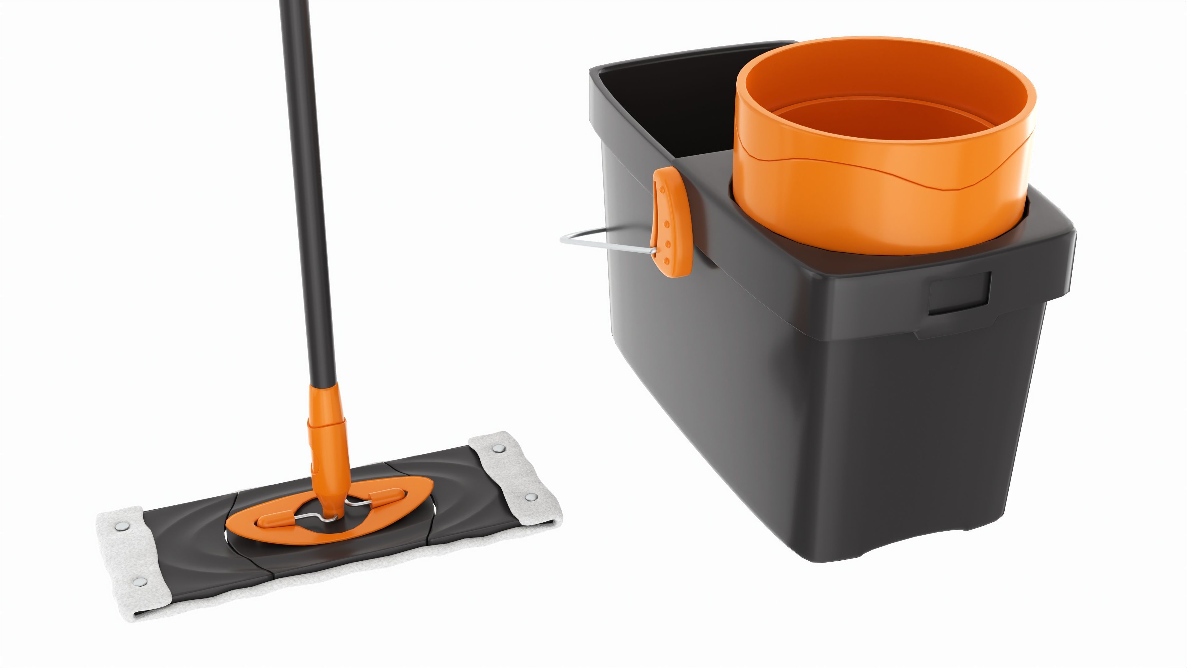 Clean floor wiper and bucket with wringer 3D model_2