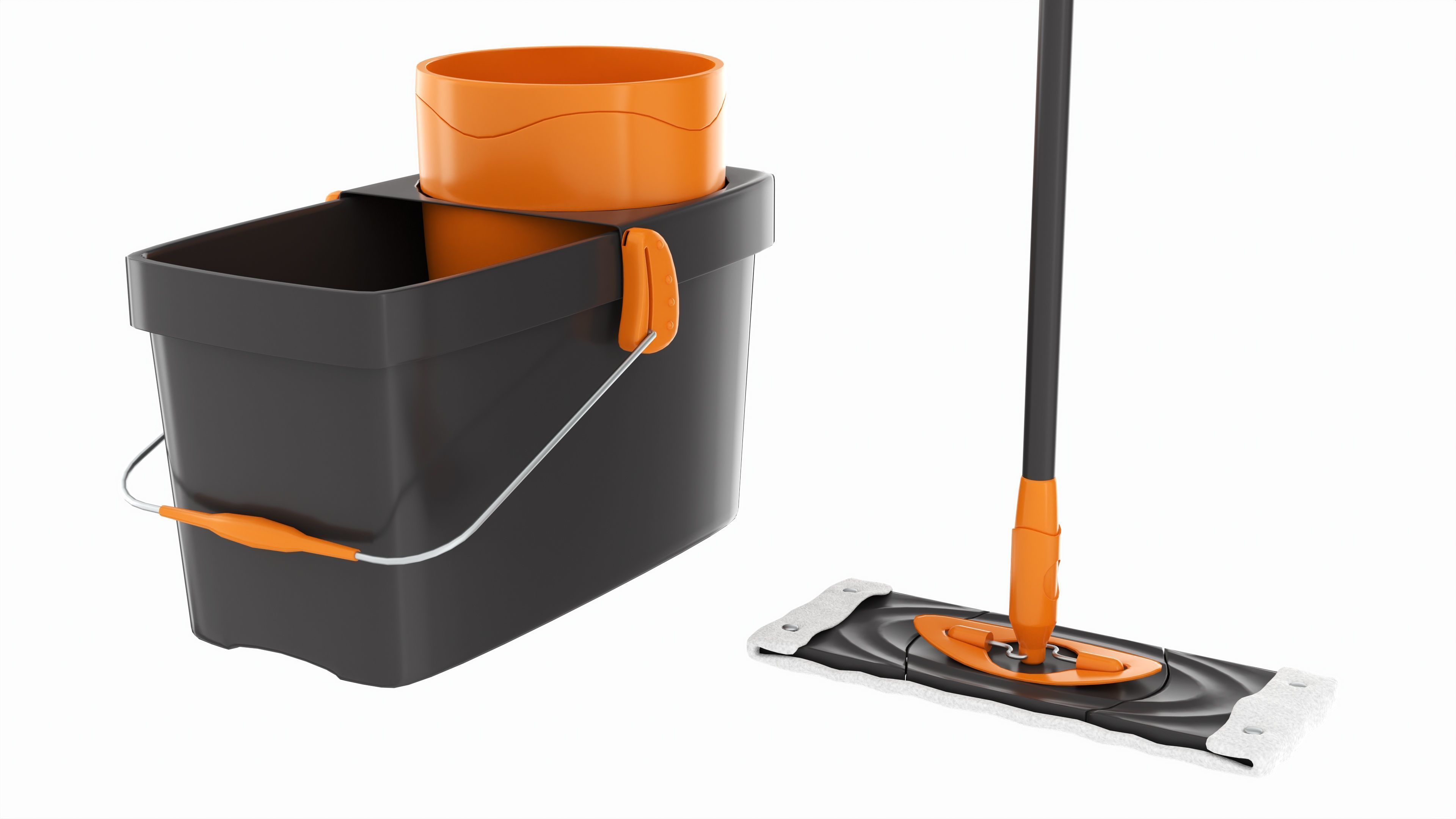 Clean floor wiper and bucket with wringer 3D model_3