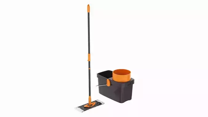 Clean floor wiper and bucket with wringer 3D model