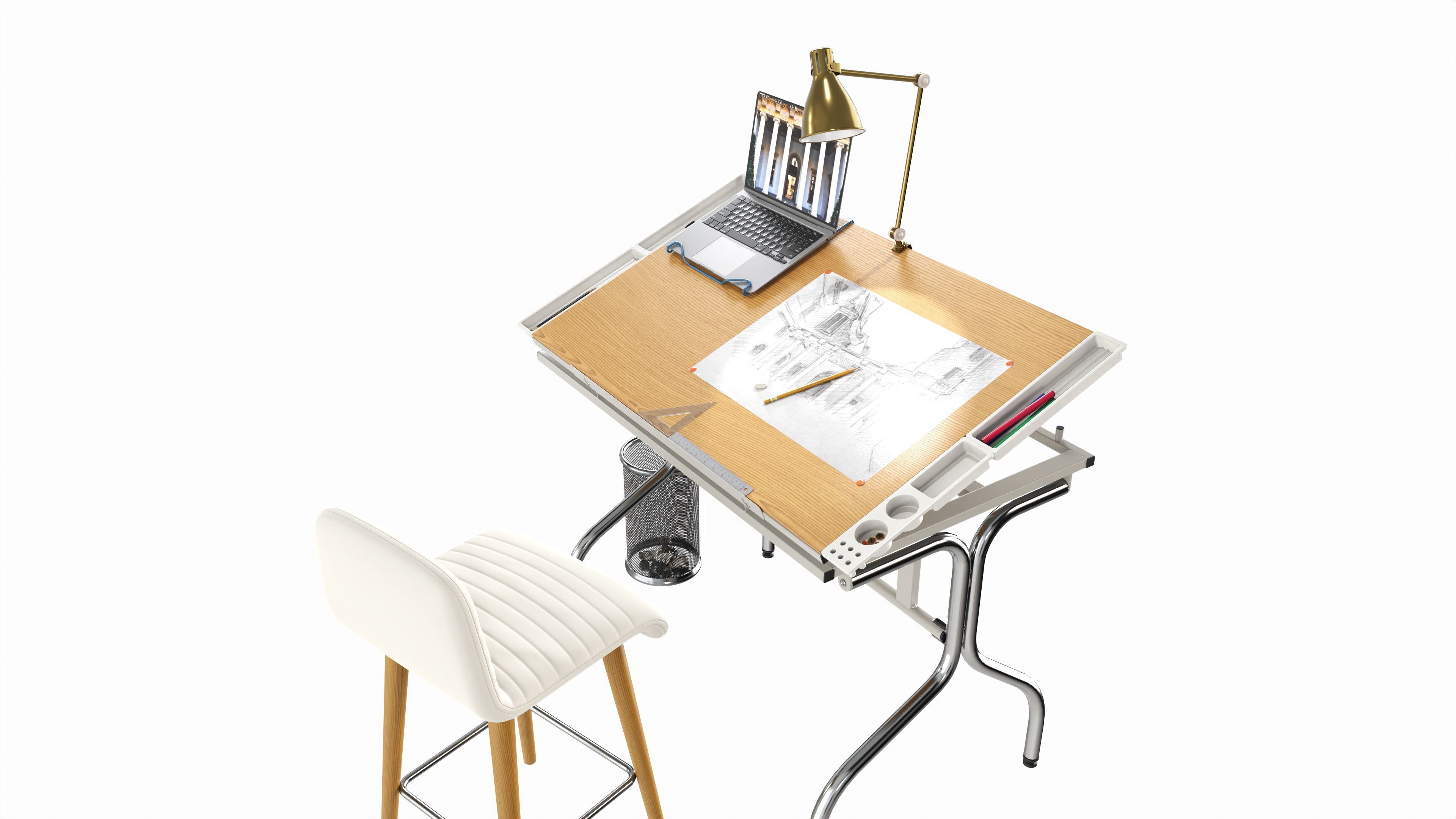 Complete draftsman workplace 3D model_2