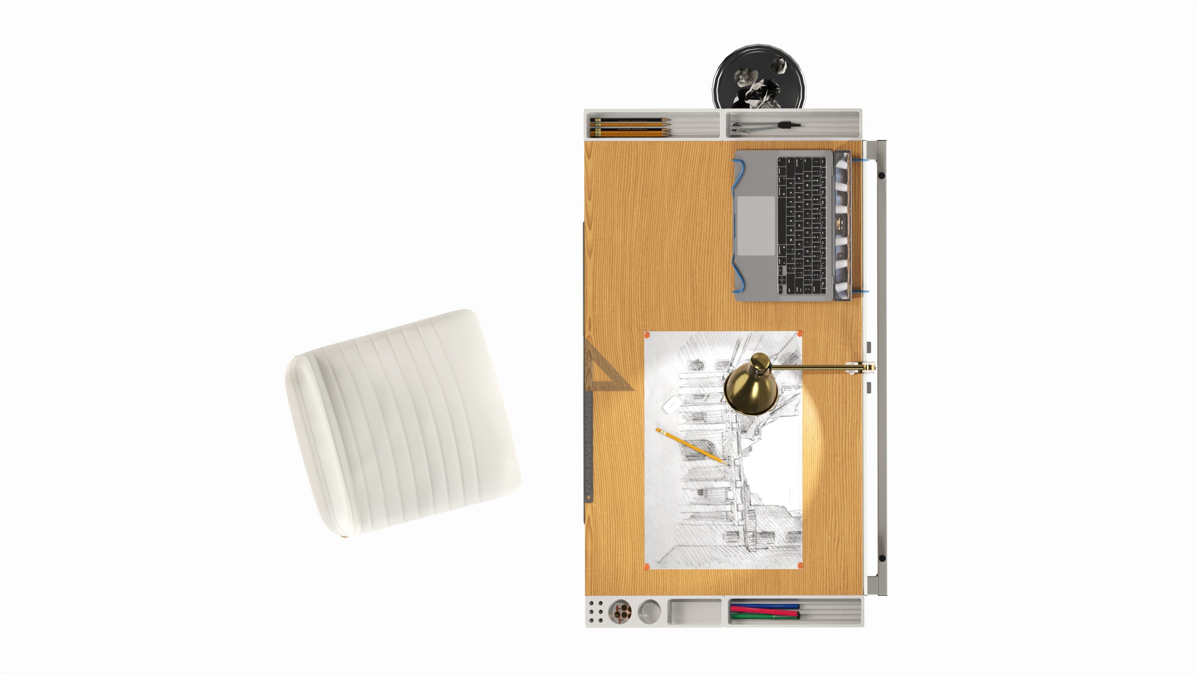 Complete draftsman workplace 3D model_10