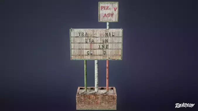 POST APOC SIGNS - Sign 18 - LOW POLY