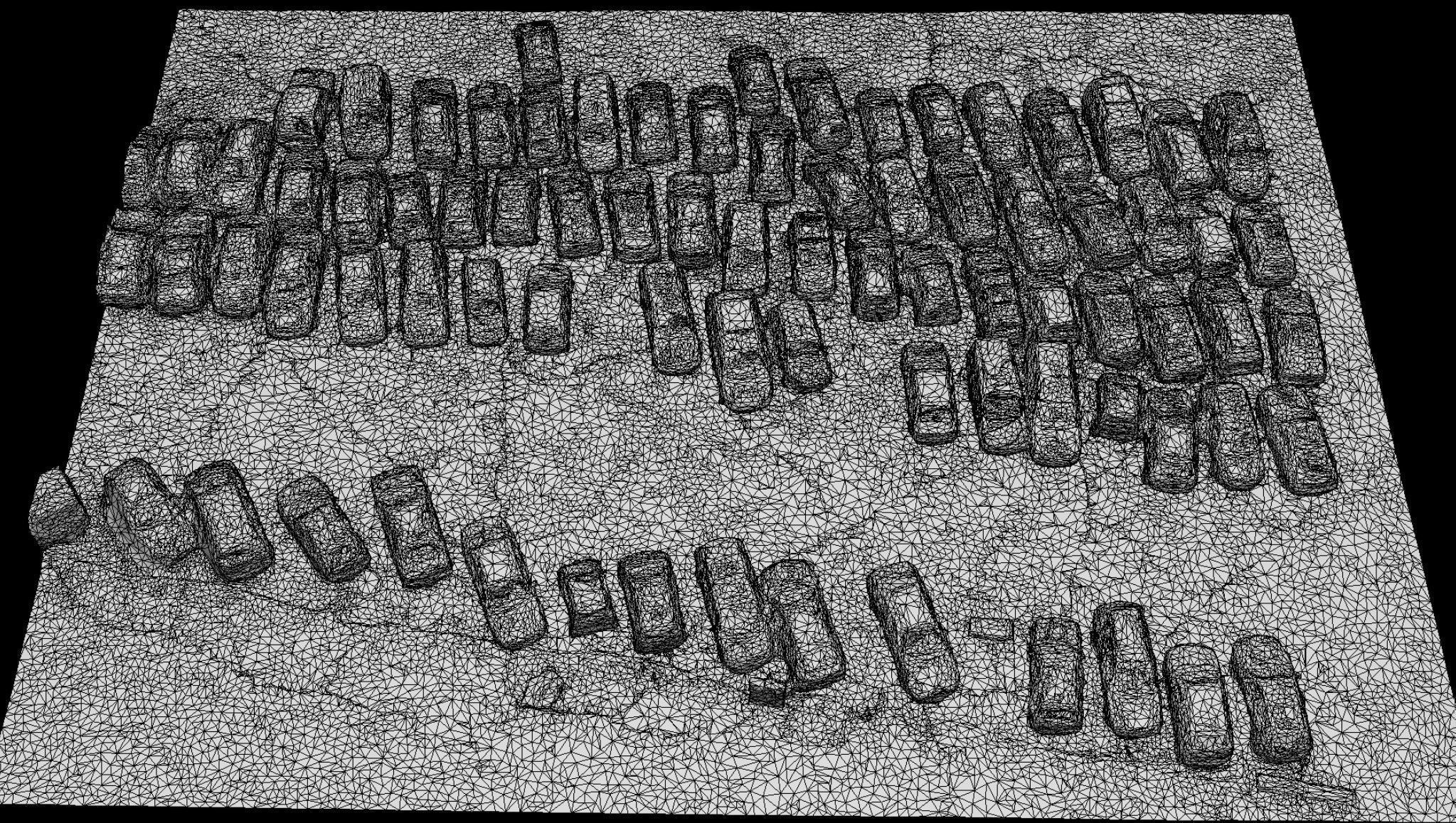 cars abandoned wrecks parking closeup drone scan Low-poly 3D model_4