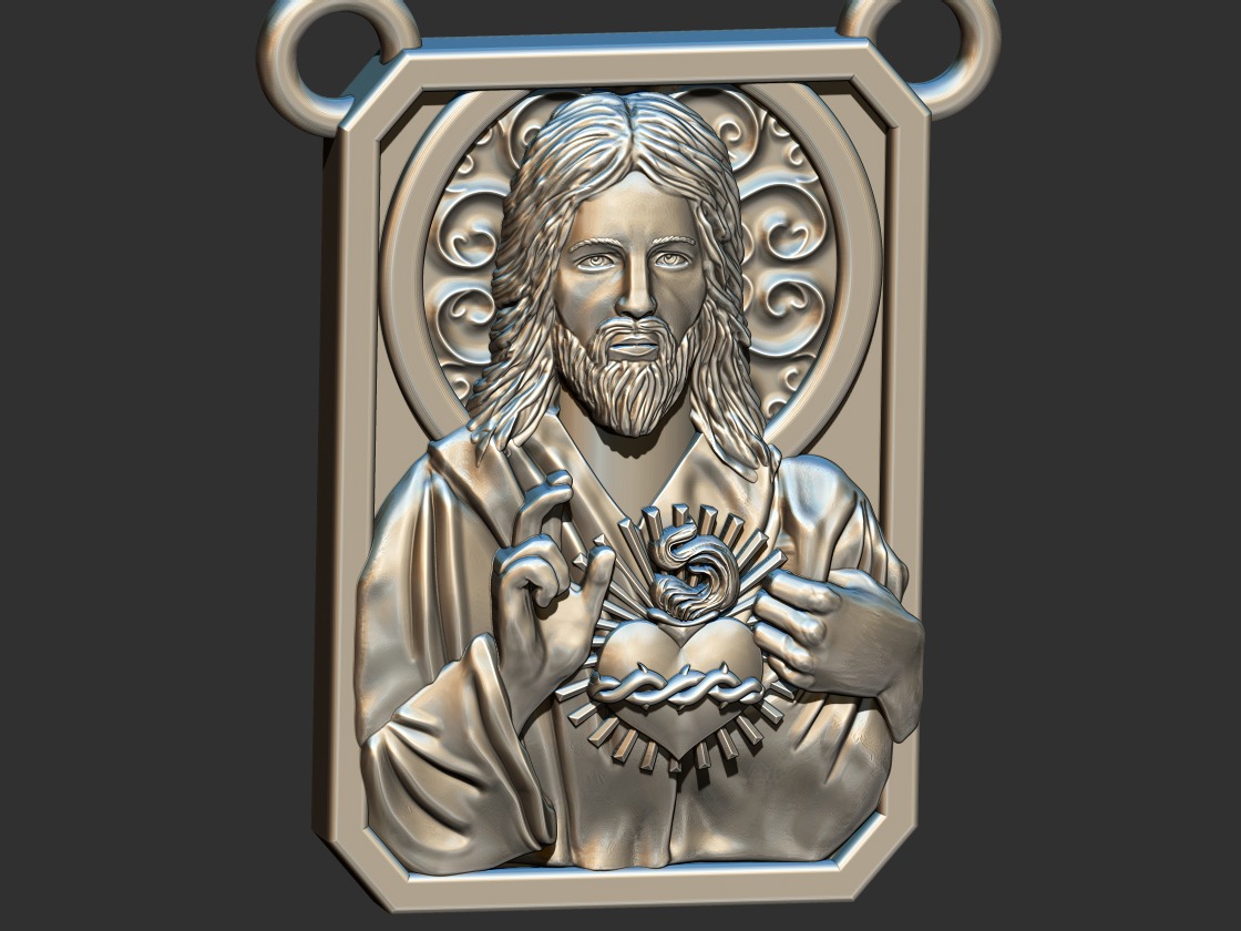 Sacred Heart of Jesus Scapular - Escapulario 3D print model_4
