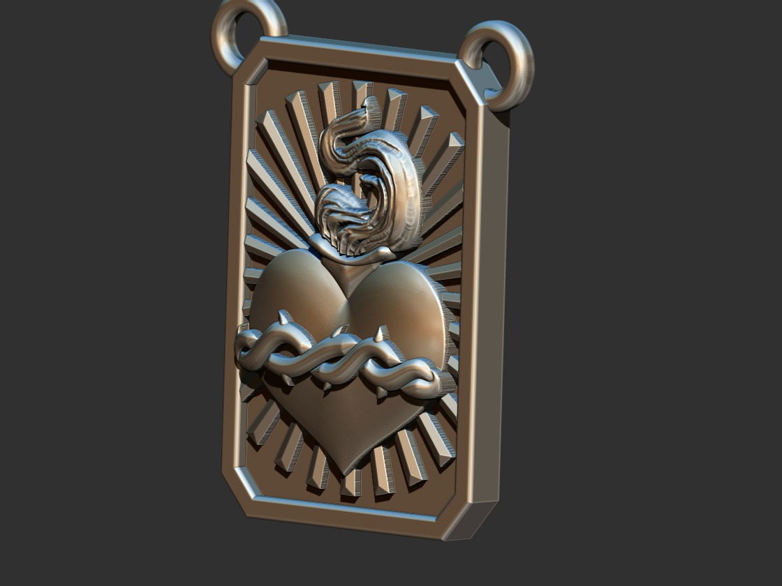 Sacred Heart of Jesus Scapular - Escapulario 3D print model_7