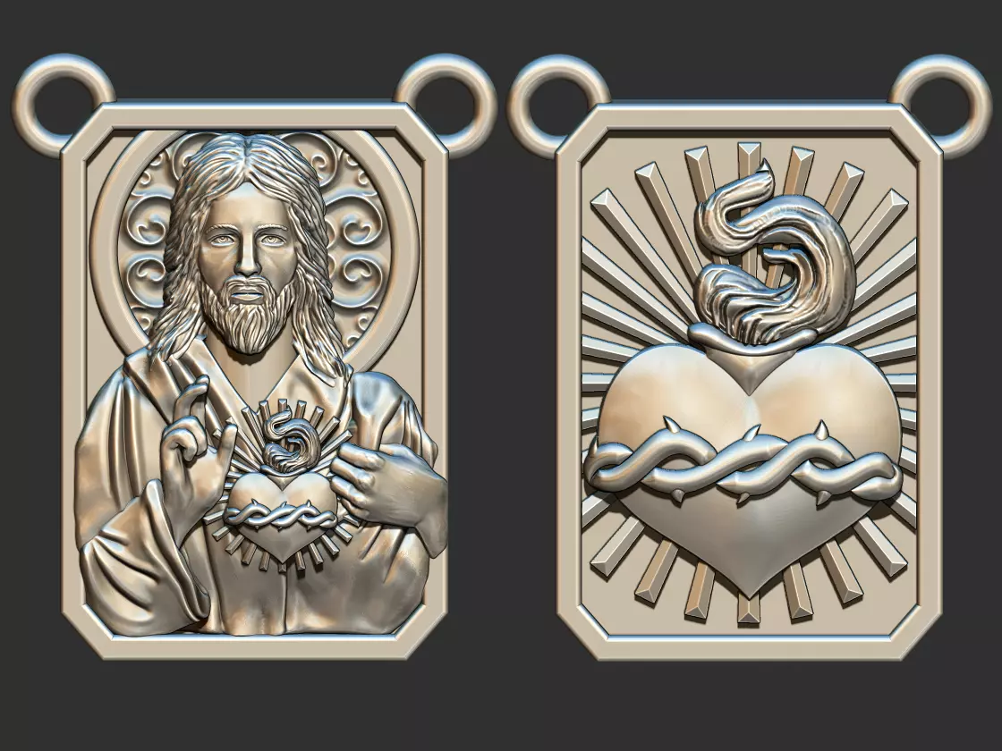 Sacred Heart of Jesus Scapular - Escapulario 3D print model_0