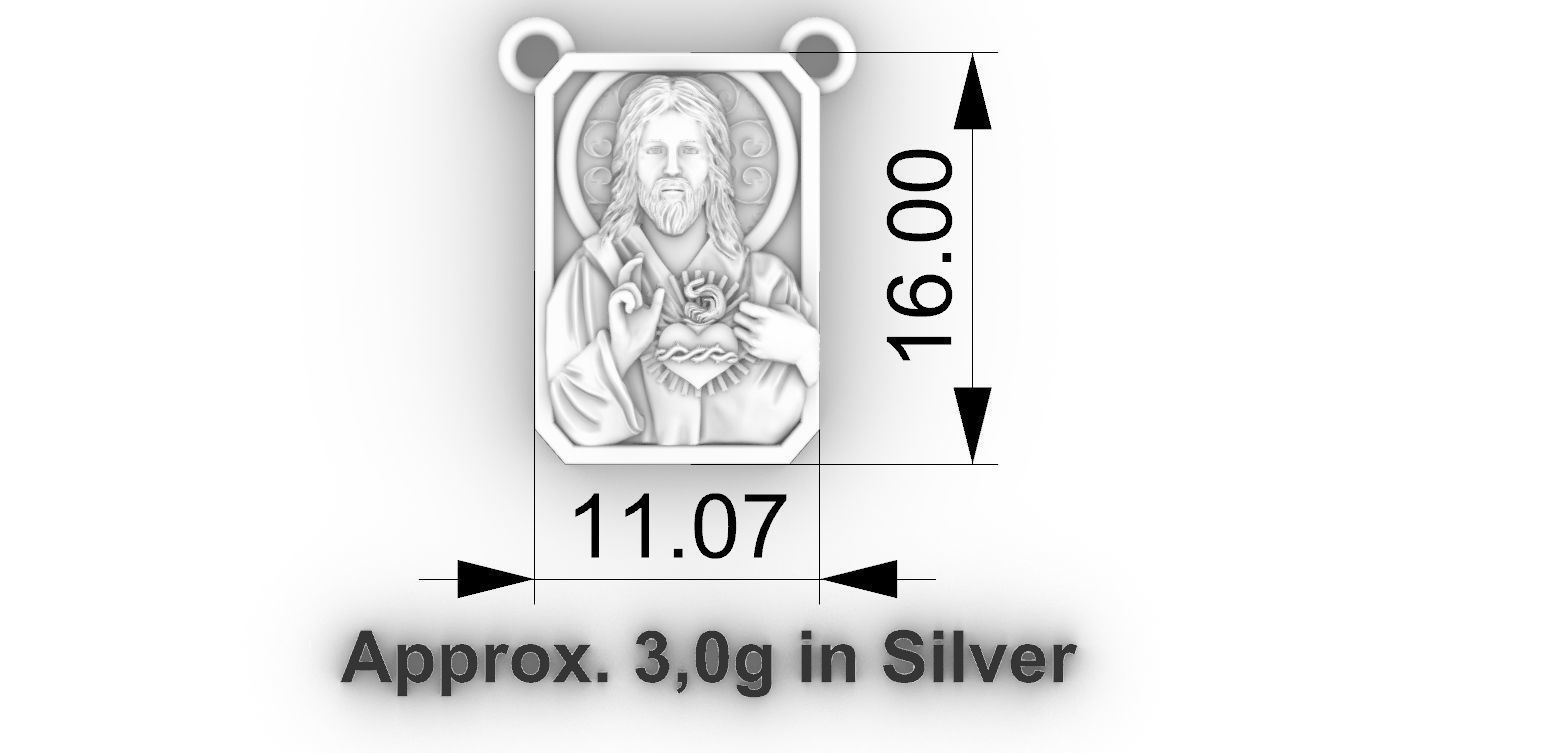 Sacred Heart of Jesus Scapular - Escapulario 3D print model_3