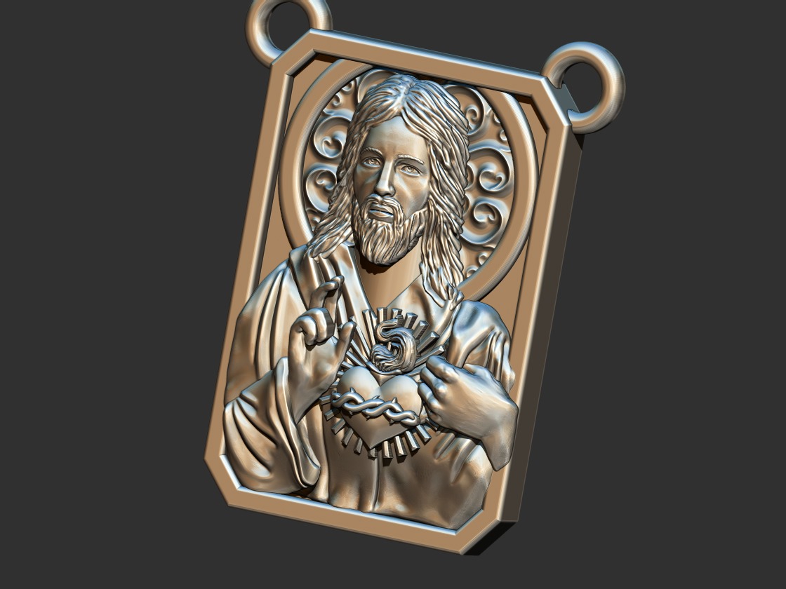 Sacred Heart of Jesus Scapular - Escapulario 3D print model_11