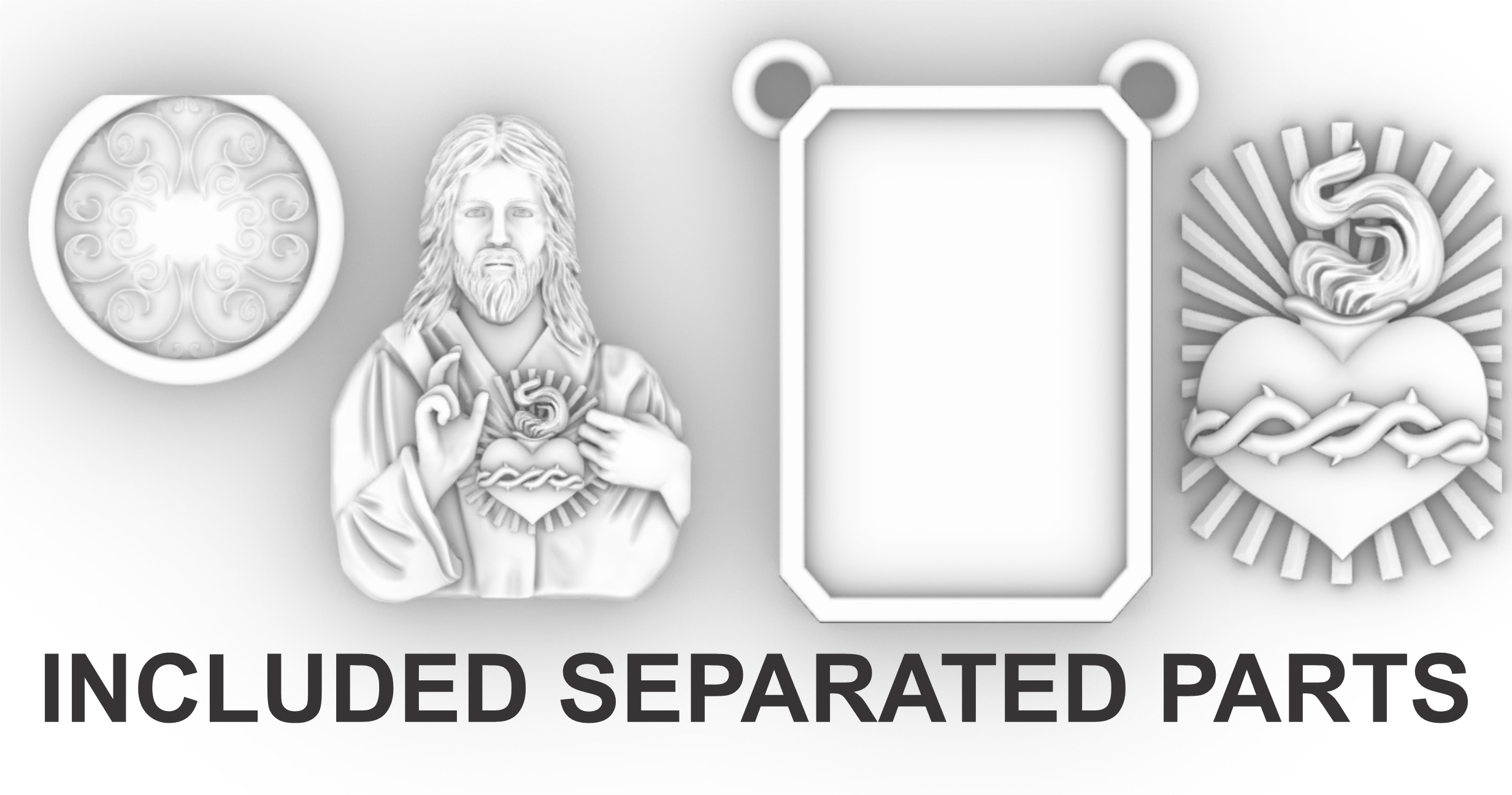 Sacred Heart of Jesus Scapular - Escapulario 3D print model_2