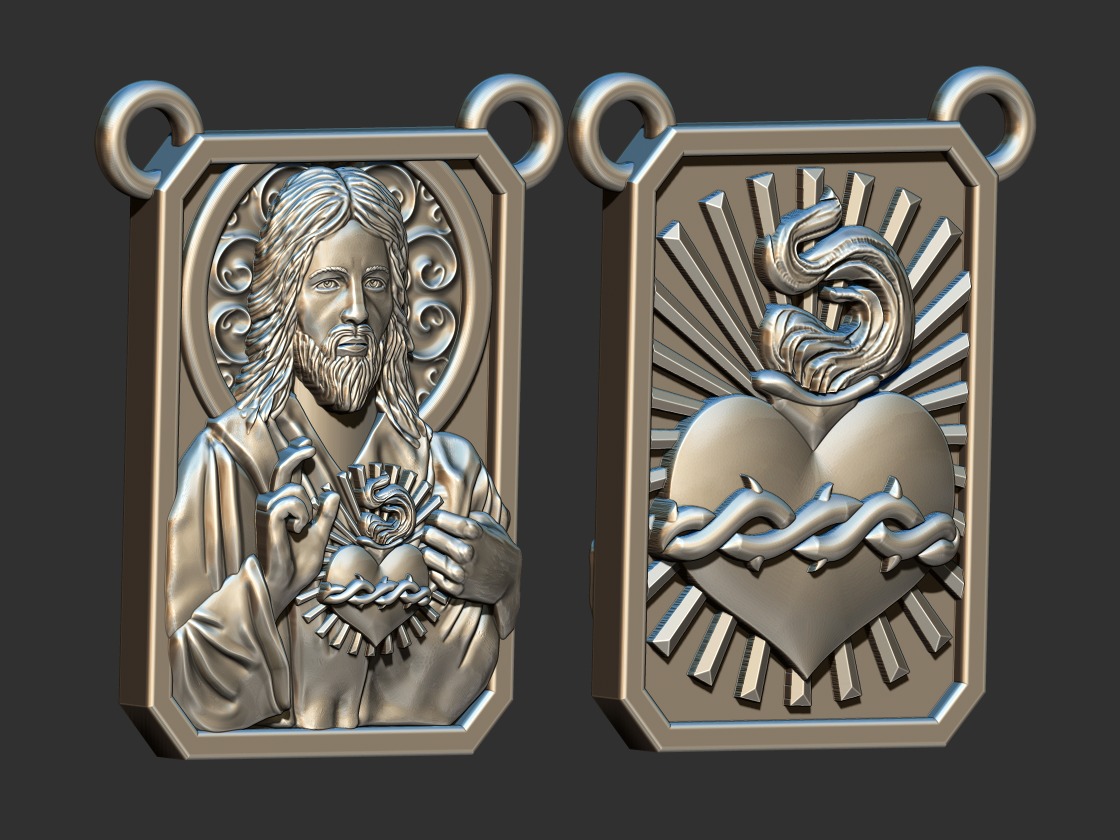 Sacred Heart of Jesus Scapular - Escapulario 3D print model_1