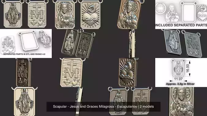 Scapular - Jesus and Graces Milagrosa - Escapularios