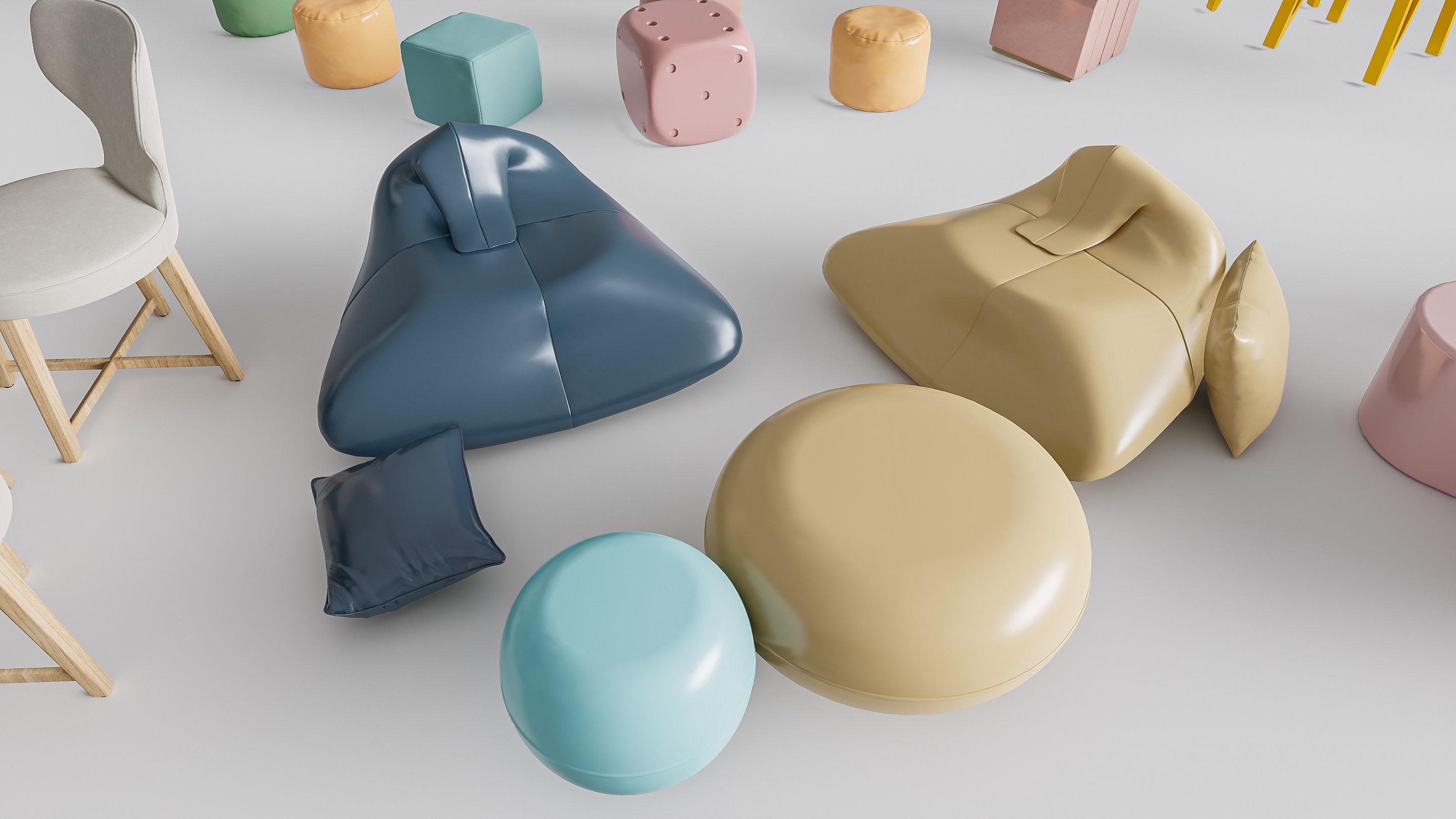 Children table and chairs 2 3D model_8