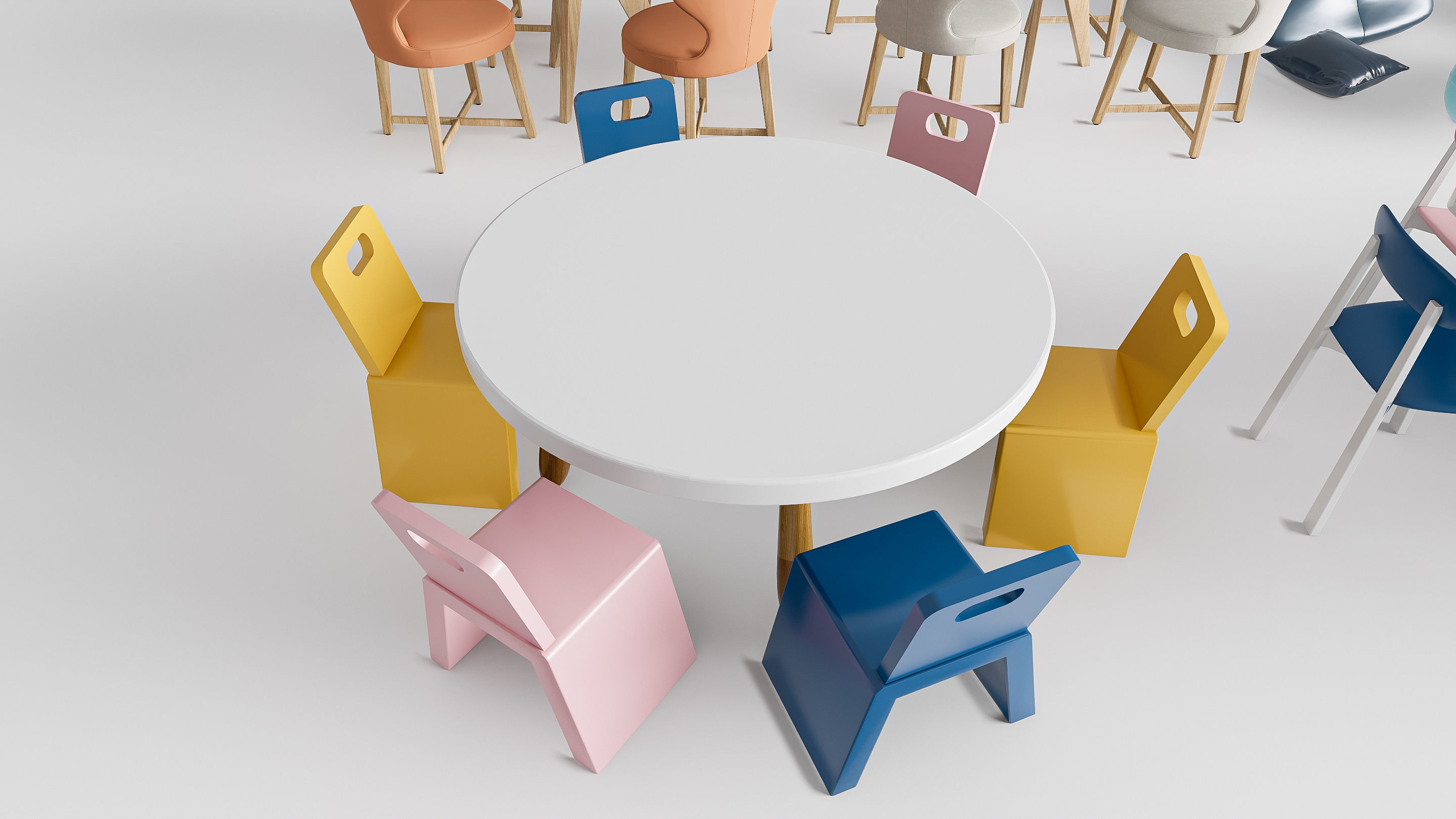 Children table and chairs 2 3D model_1