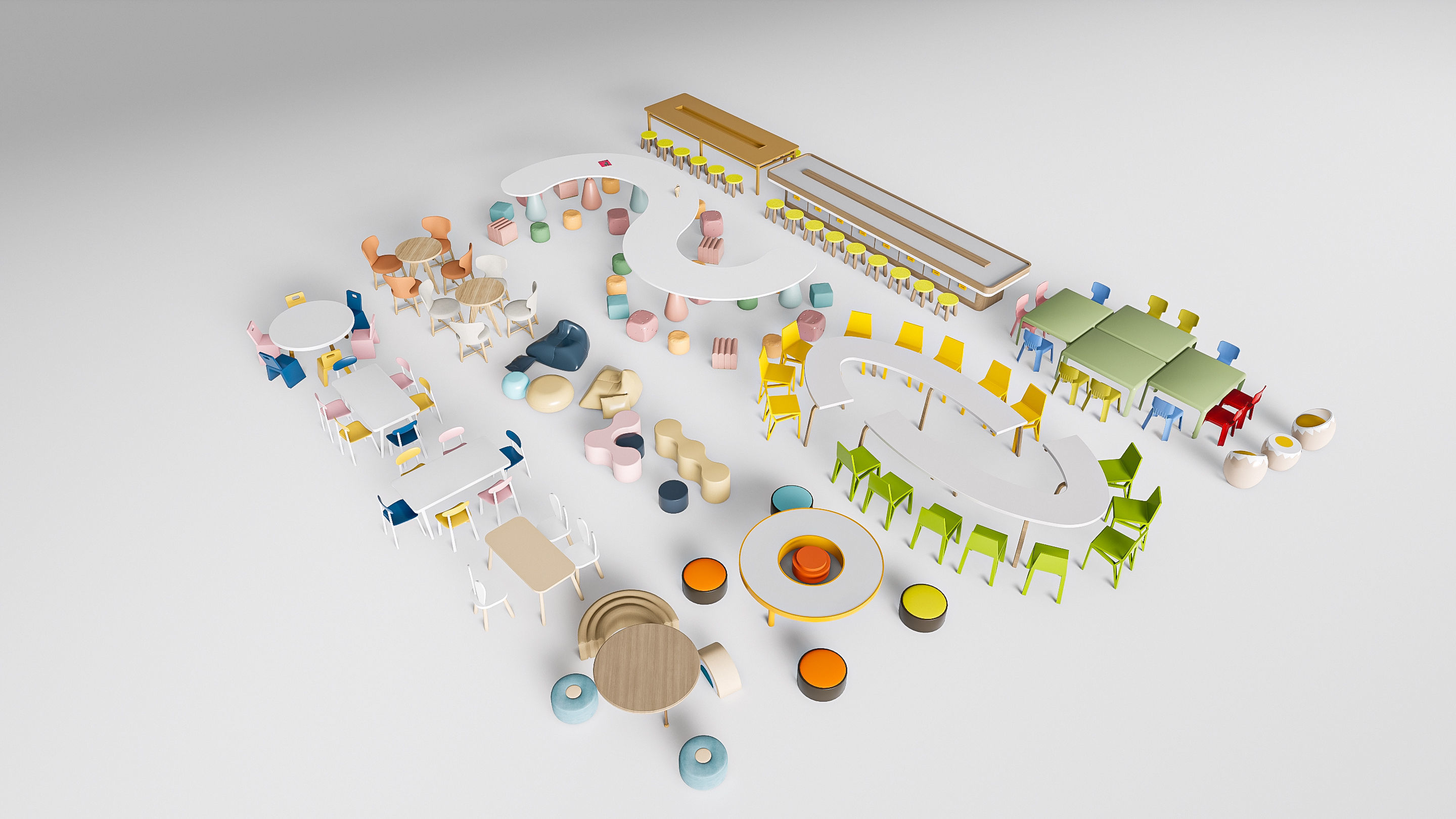 Children table and chairs 2 3D model_18