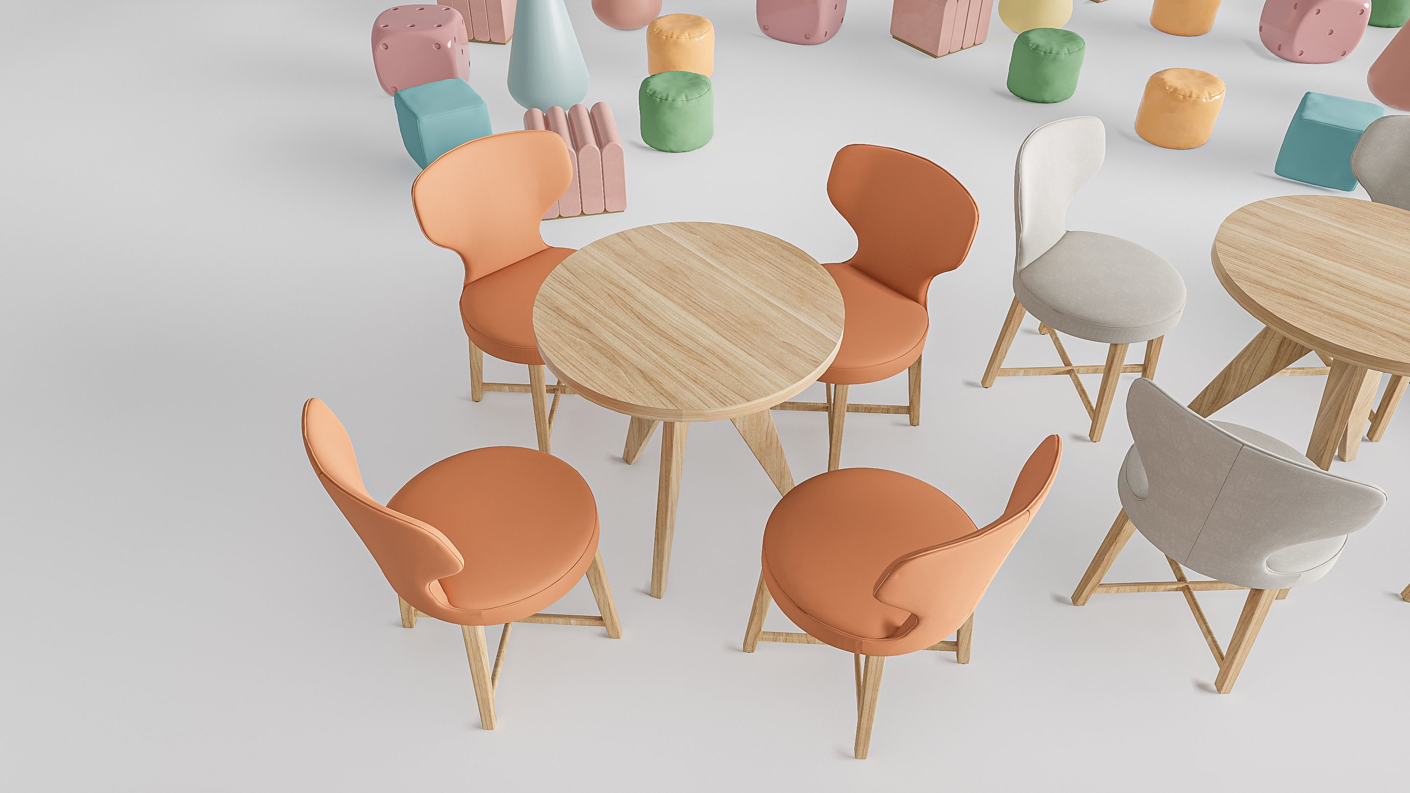 Children table and chairs 2 3D model_10