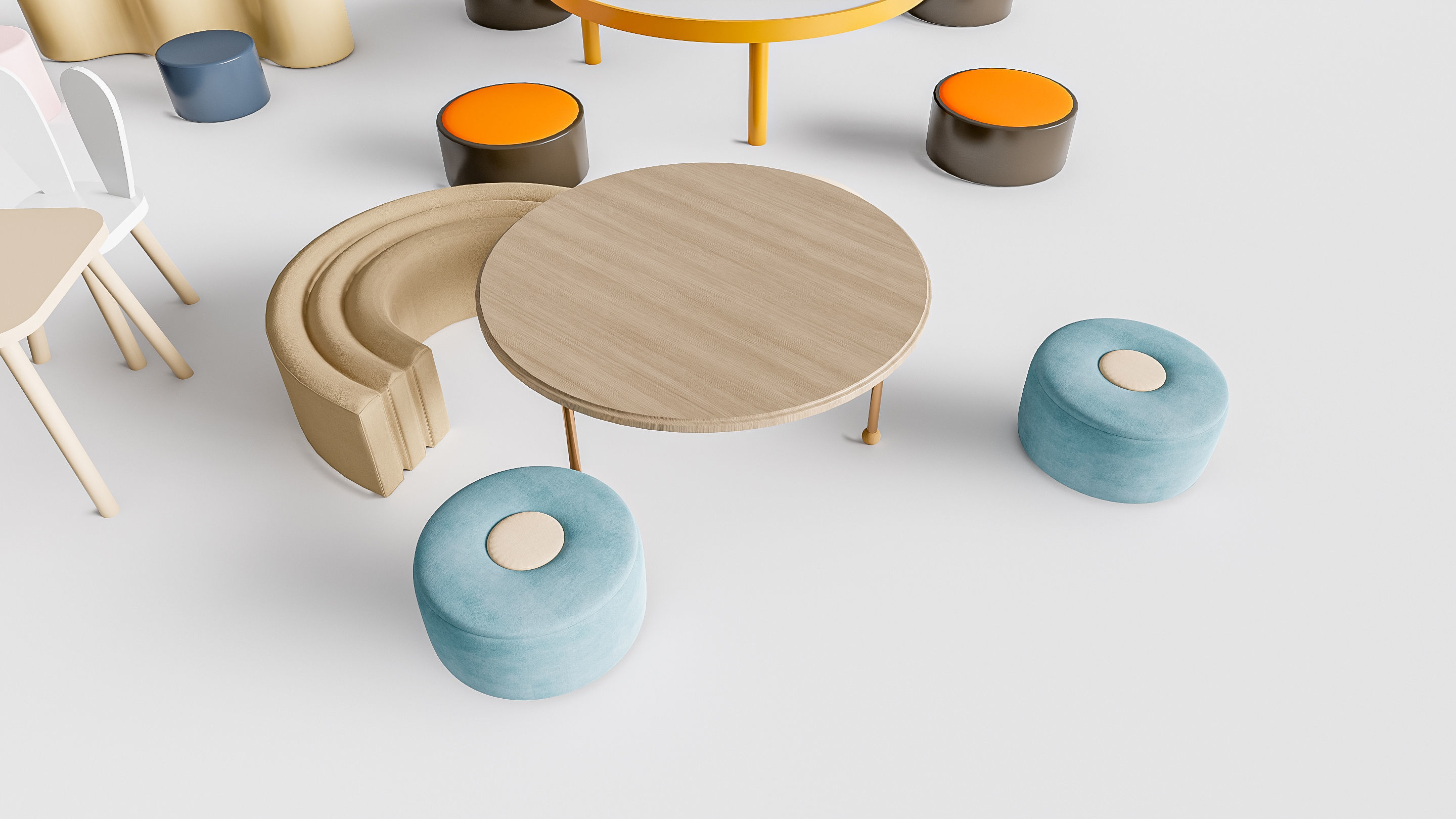 Children table and chairs 2 3D model_5