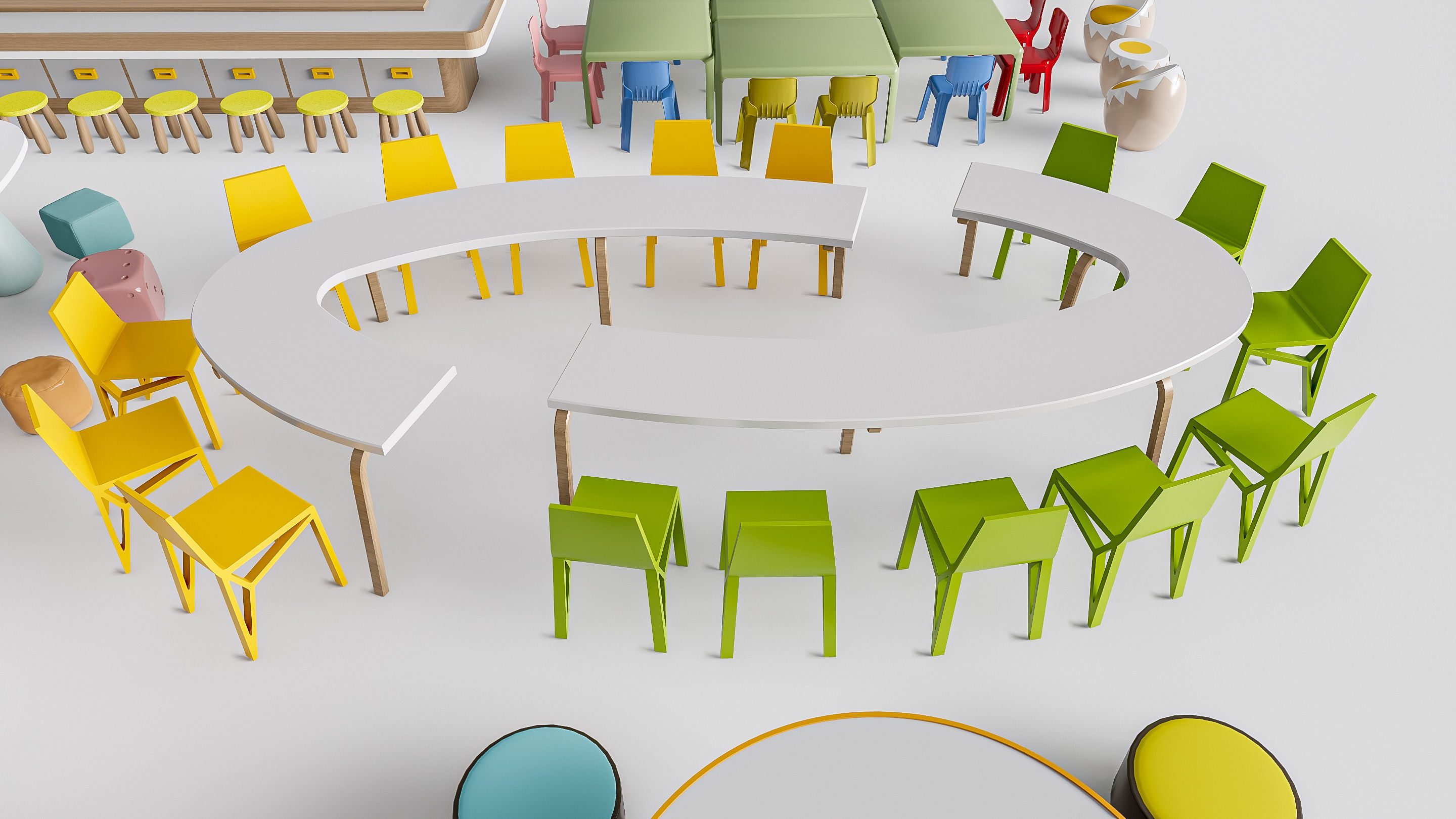 Children table and chairs 2 3D model_11
