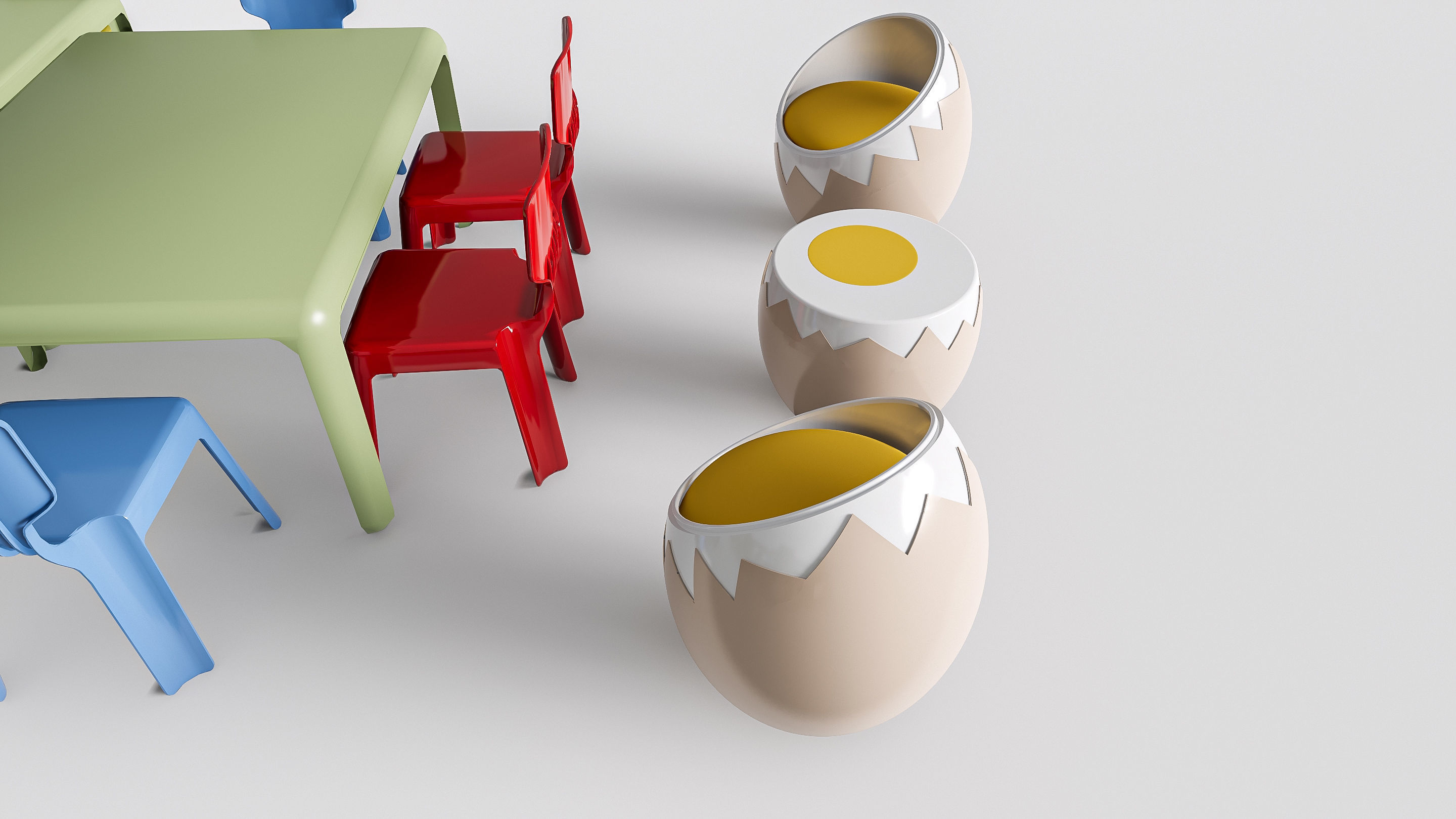 Children table and chairs 2 3D model_12