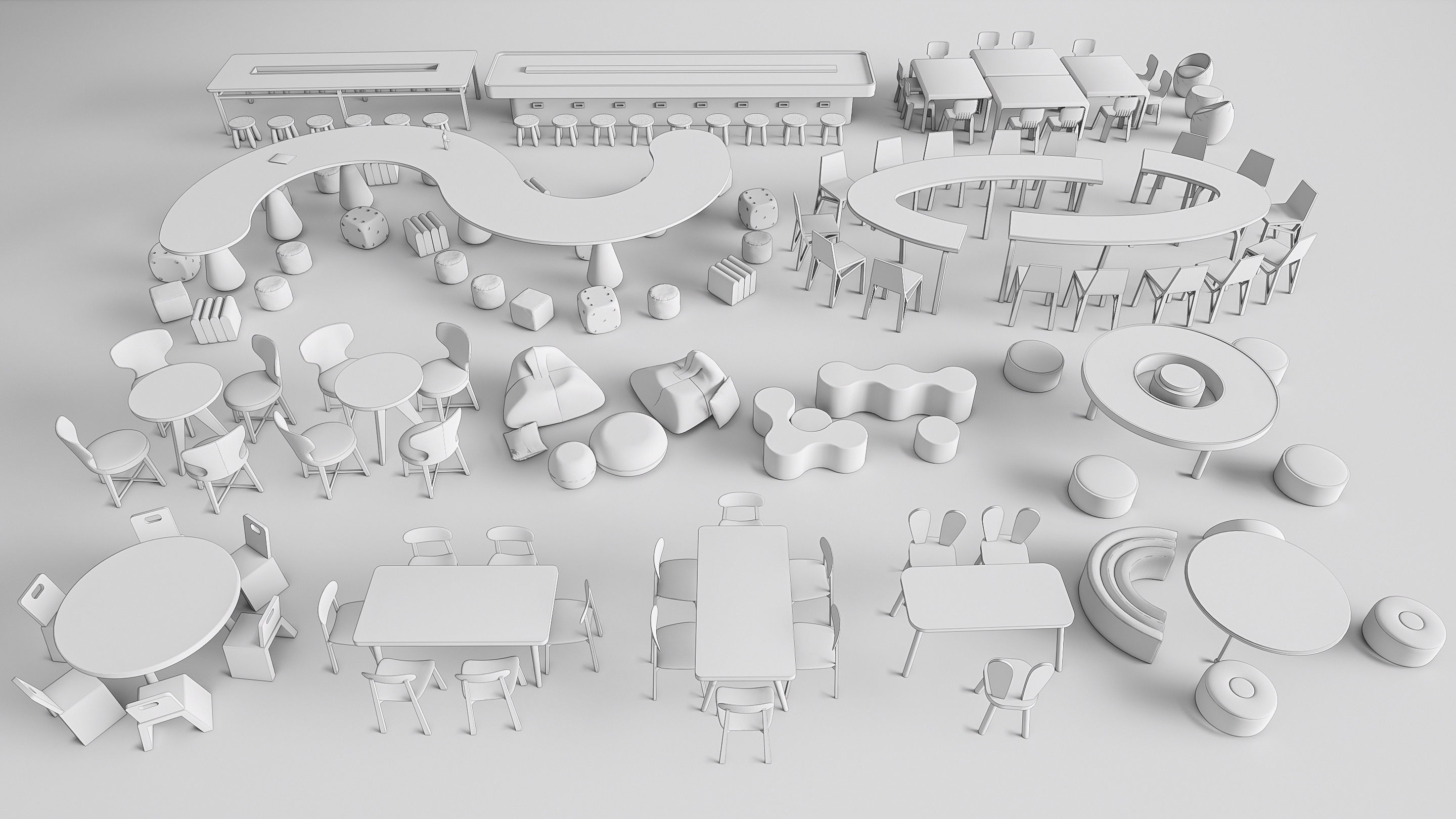 Children table and chairs 2 3D model_19