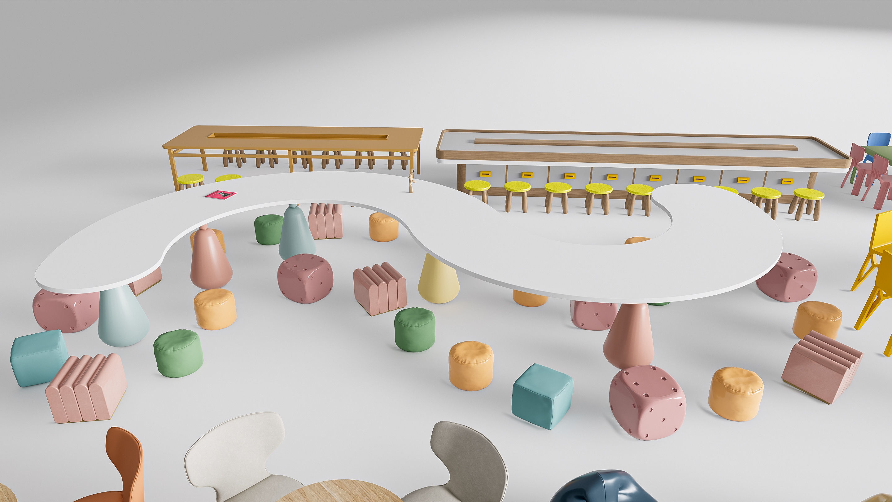 Children table and chairs 2 3D model_16