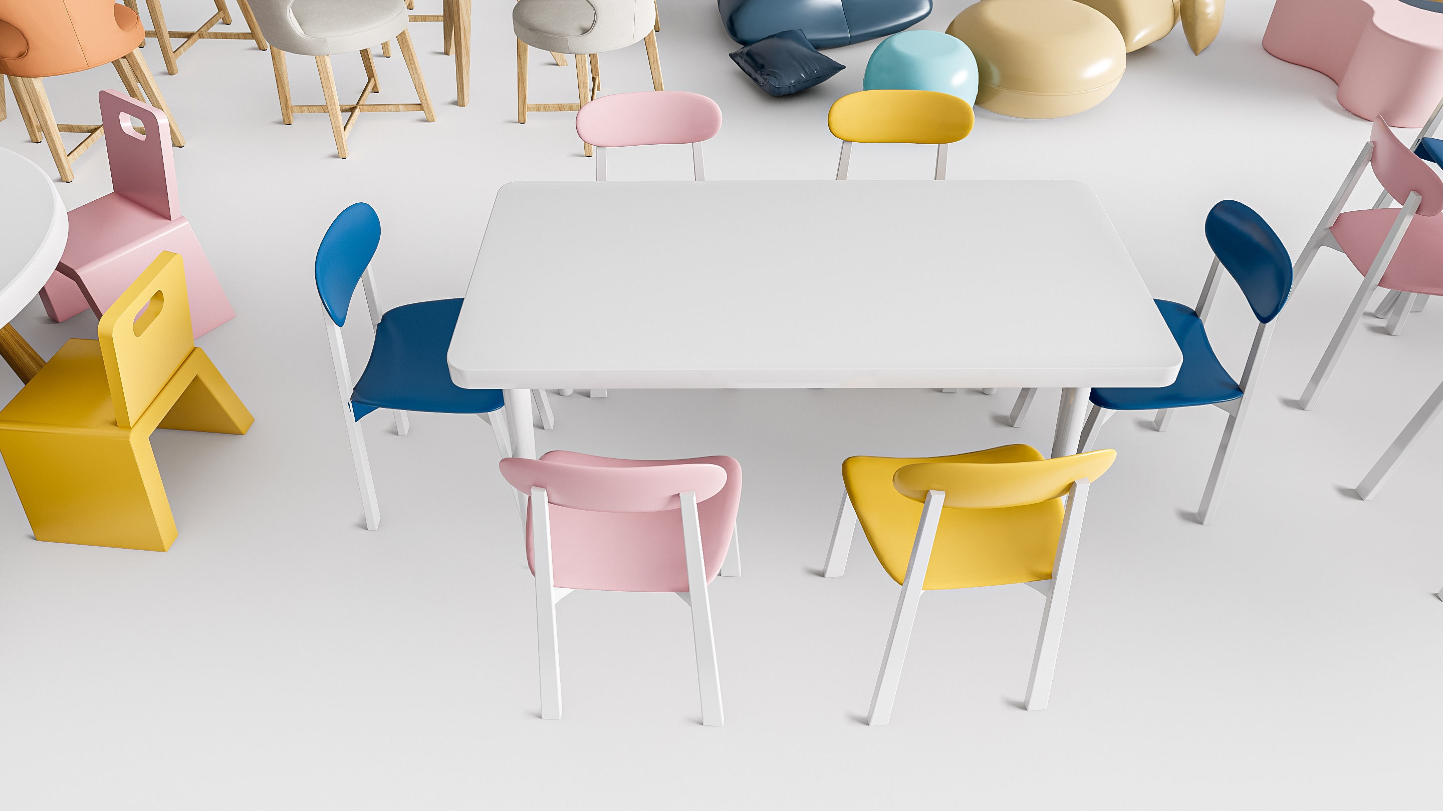 Children table and chairs 2 3D model_2
