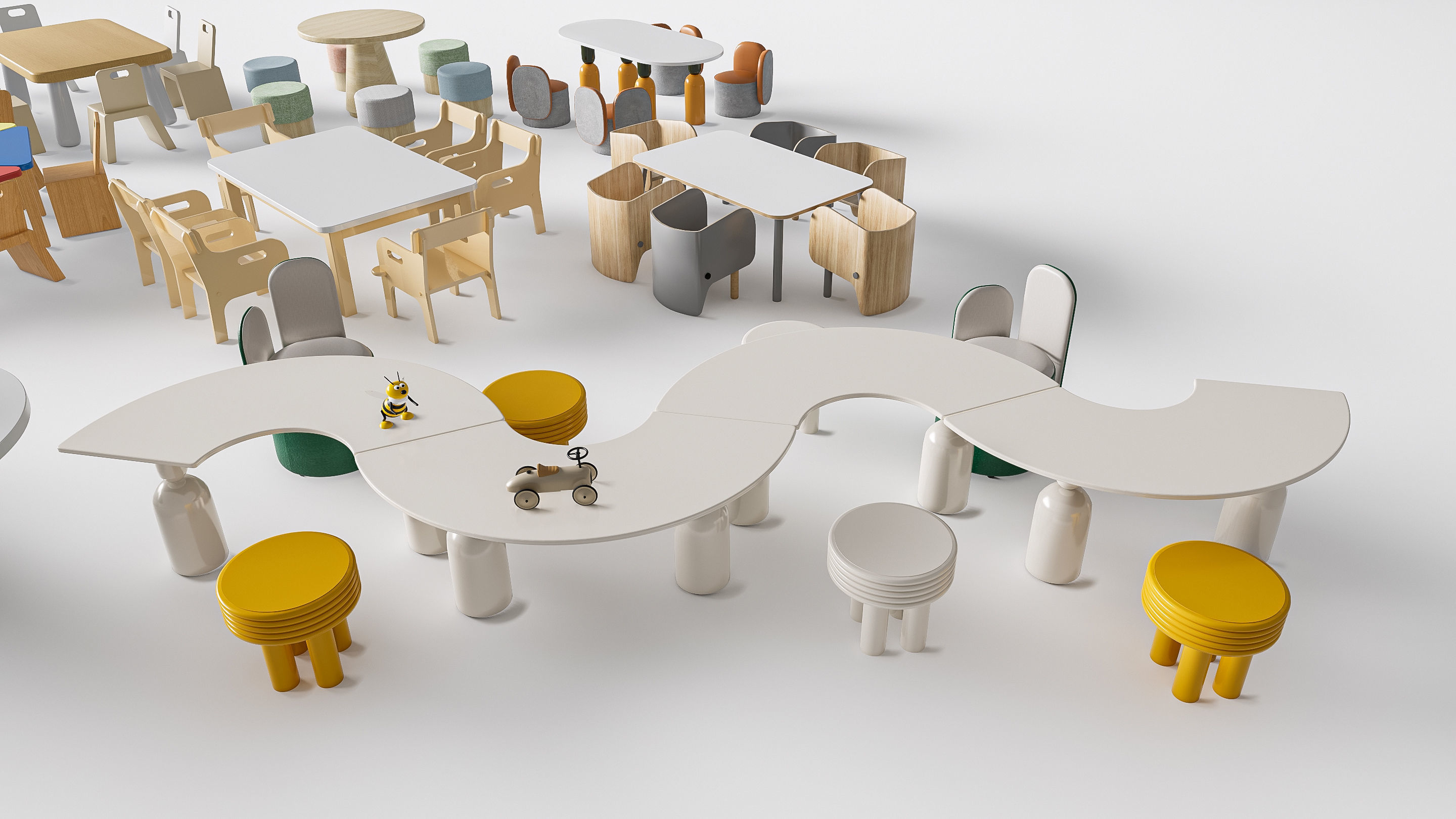 Children table and chairs 3 3D model_14