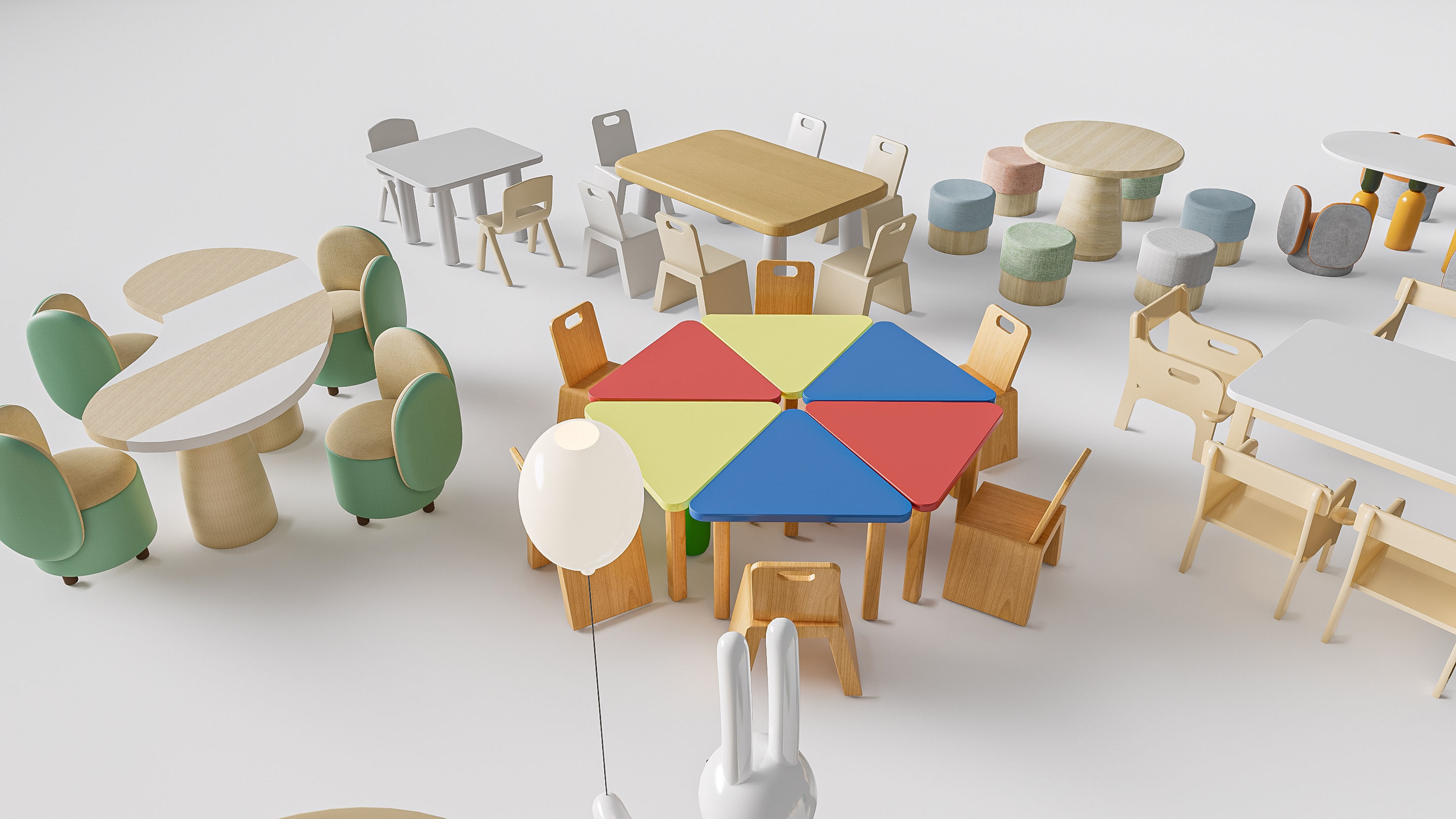 Children table and chairs 3 3D model_17
