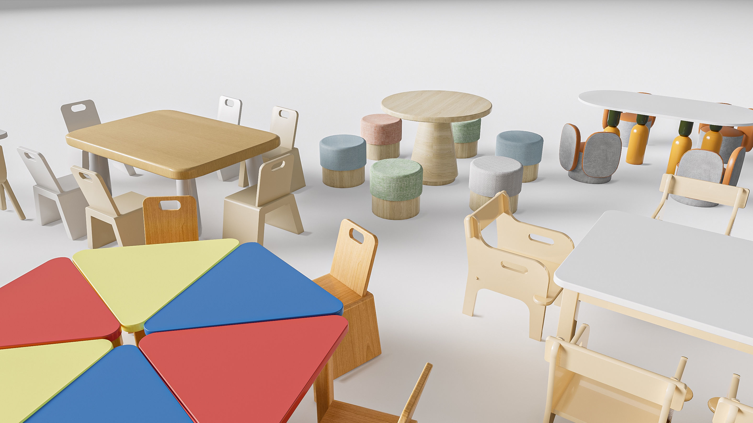 Children table and chairs 3 3D model_18