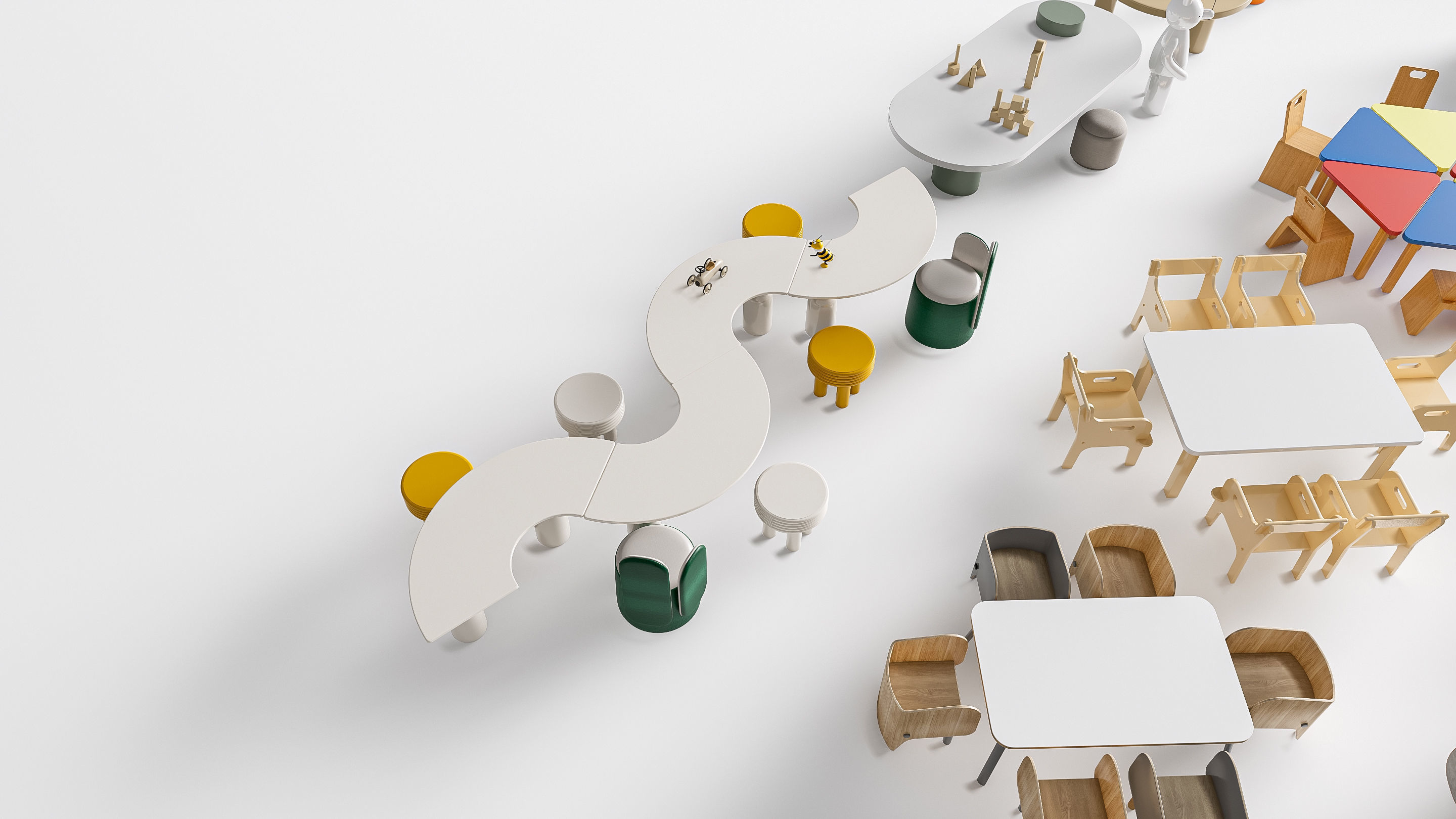 Children table and chairs 3 3D model_13