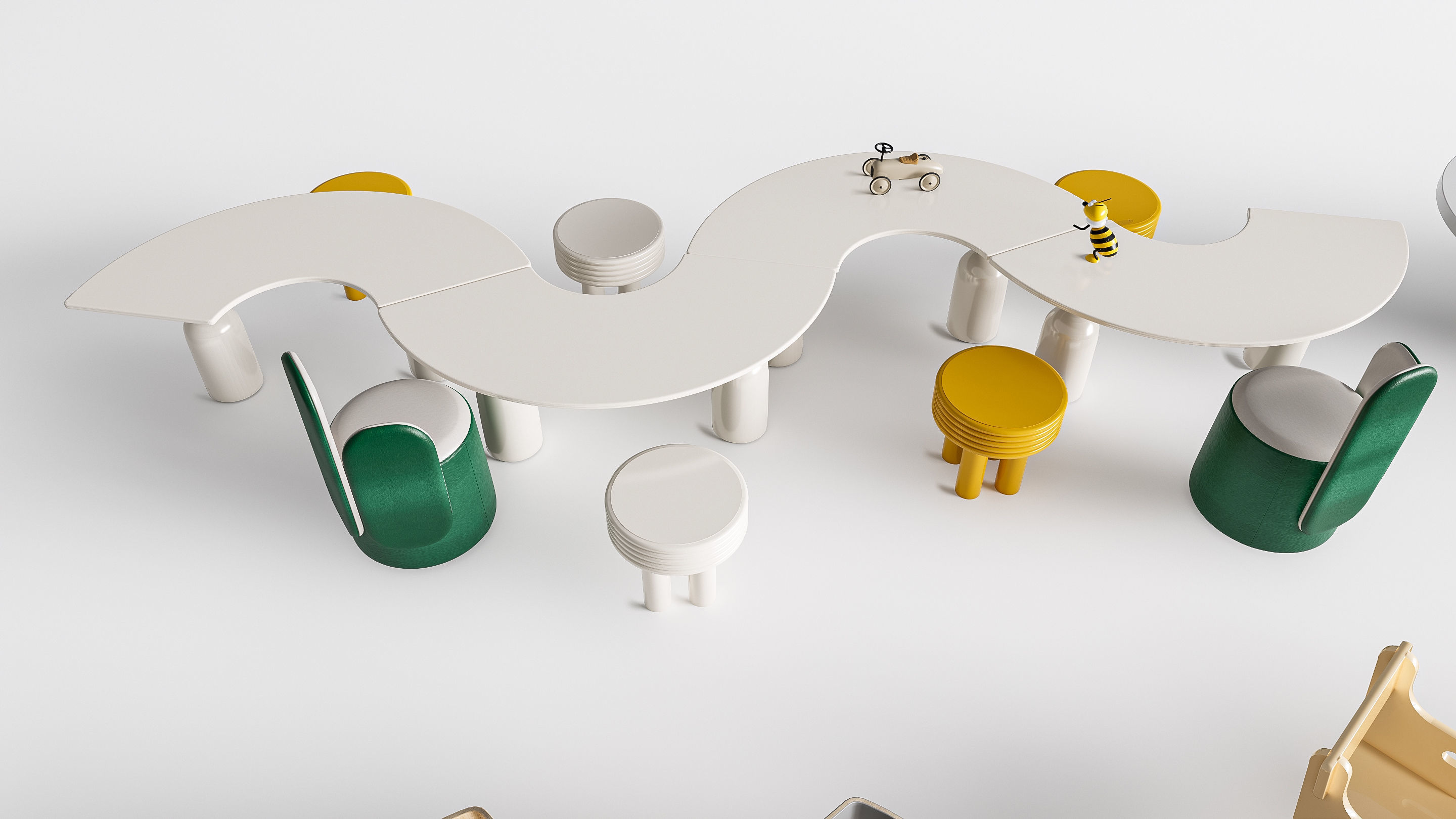 Children table and chairs 3 3D model_8