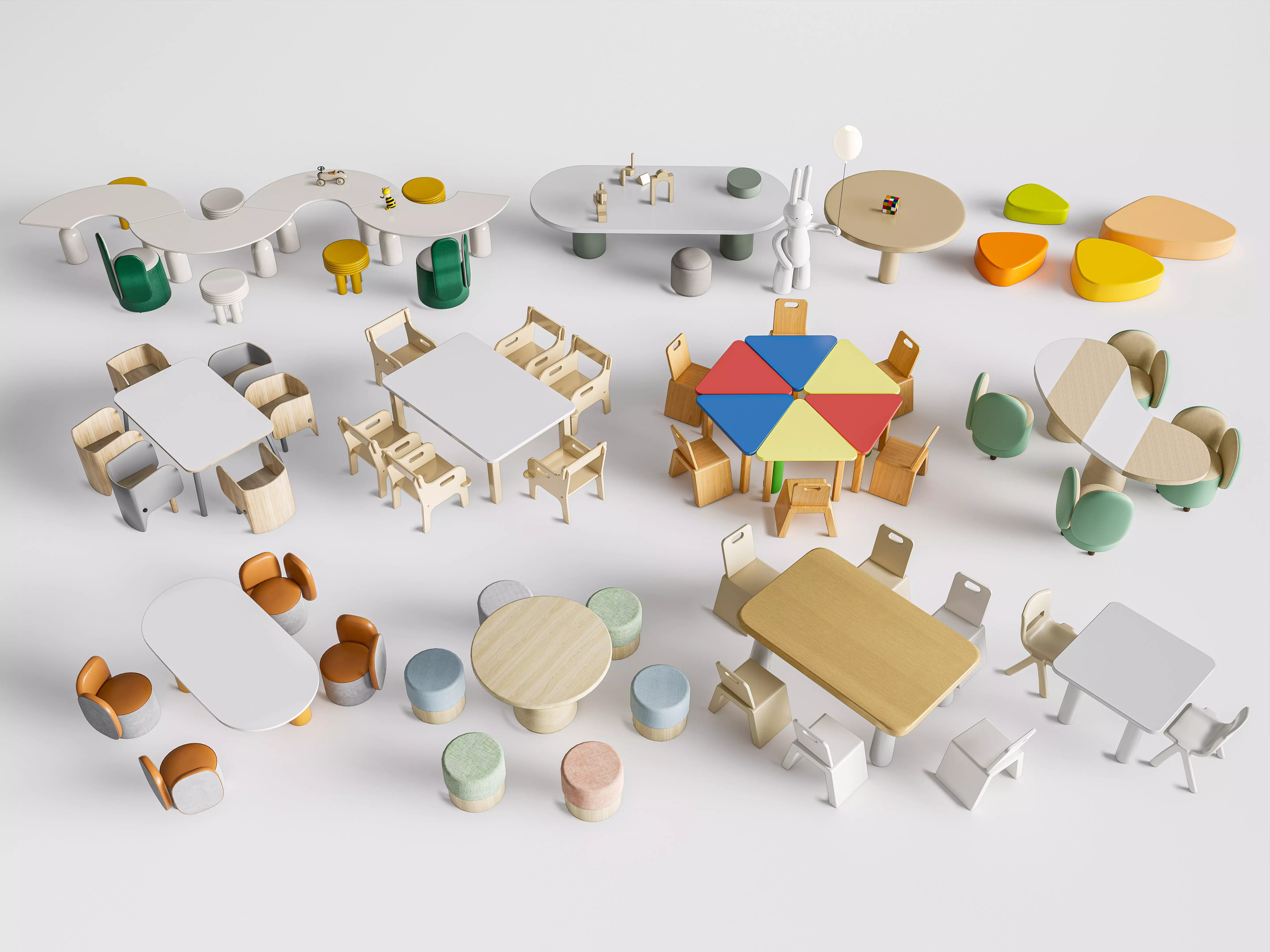 Children table and chairs 3 3D model_0