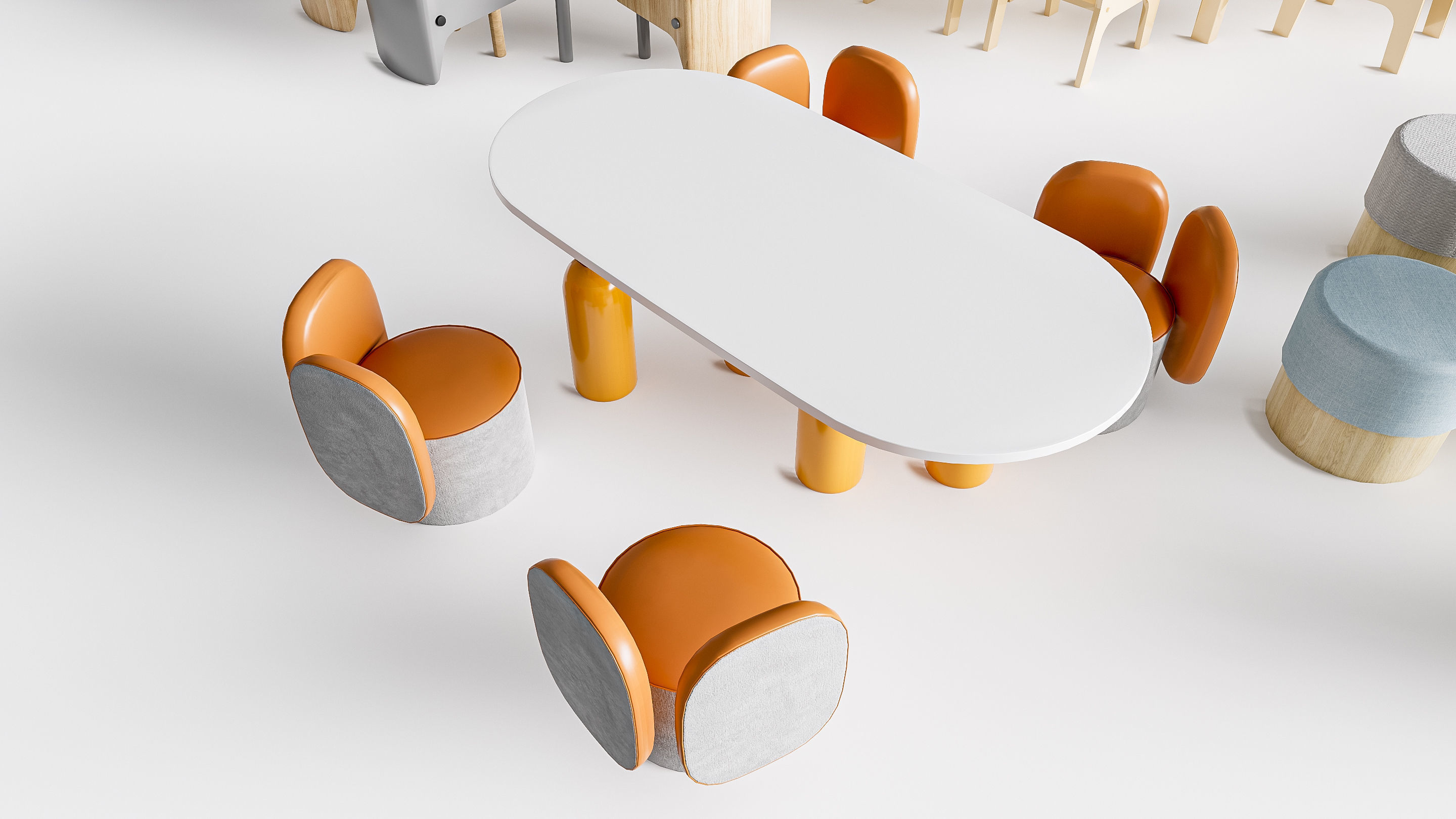 Children table and chairs 3 3D model_1
