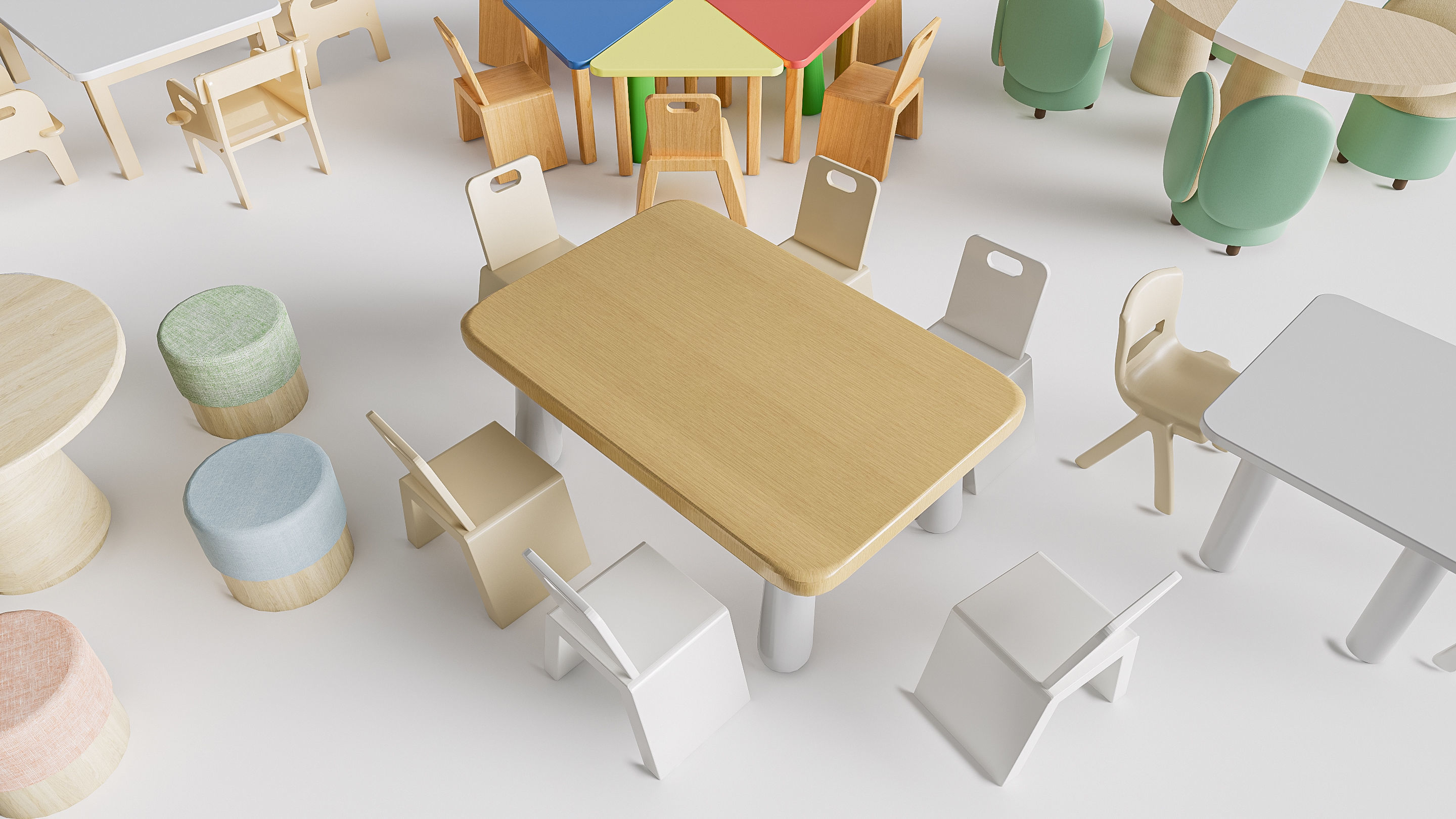 Children table and chairs 3 3D model_3