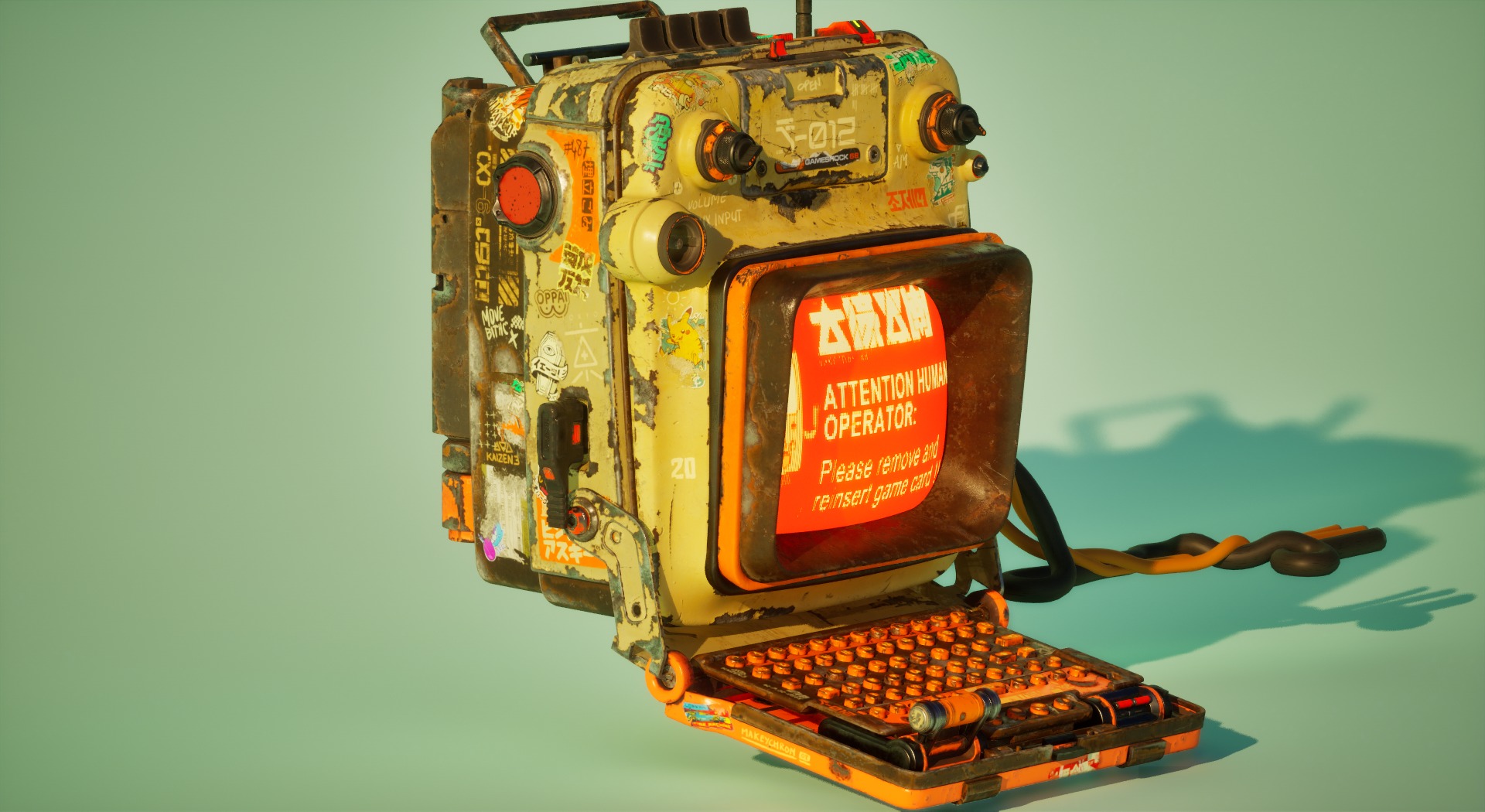 Cyberpunk Retro Scifi Terminal Game ready  3D model_2