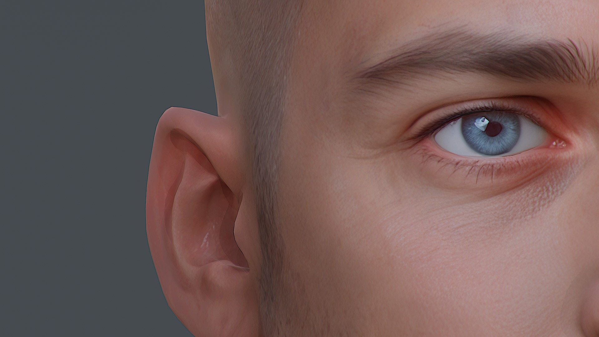 Male head Realistic Perfect Head Low-poly 3D model game ready  Low-poly 3D model_13