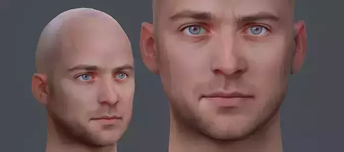 Male head Realistic Perfect Head Low-poly 3D model game ready 