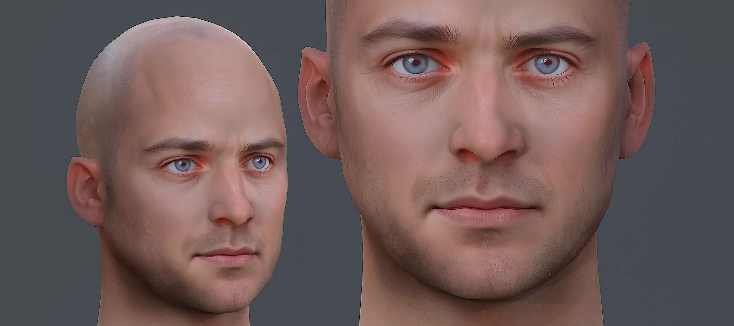 Male head Realistic Perfect Head Low-poly 3D model game ready  Low-poly 3D model_0