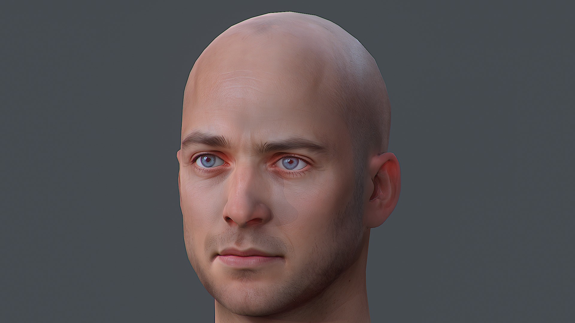 Male head Realistic Perfect Head Low-poly 3D model game ready  Low-poly 3D model_2