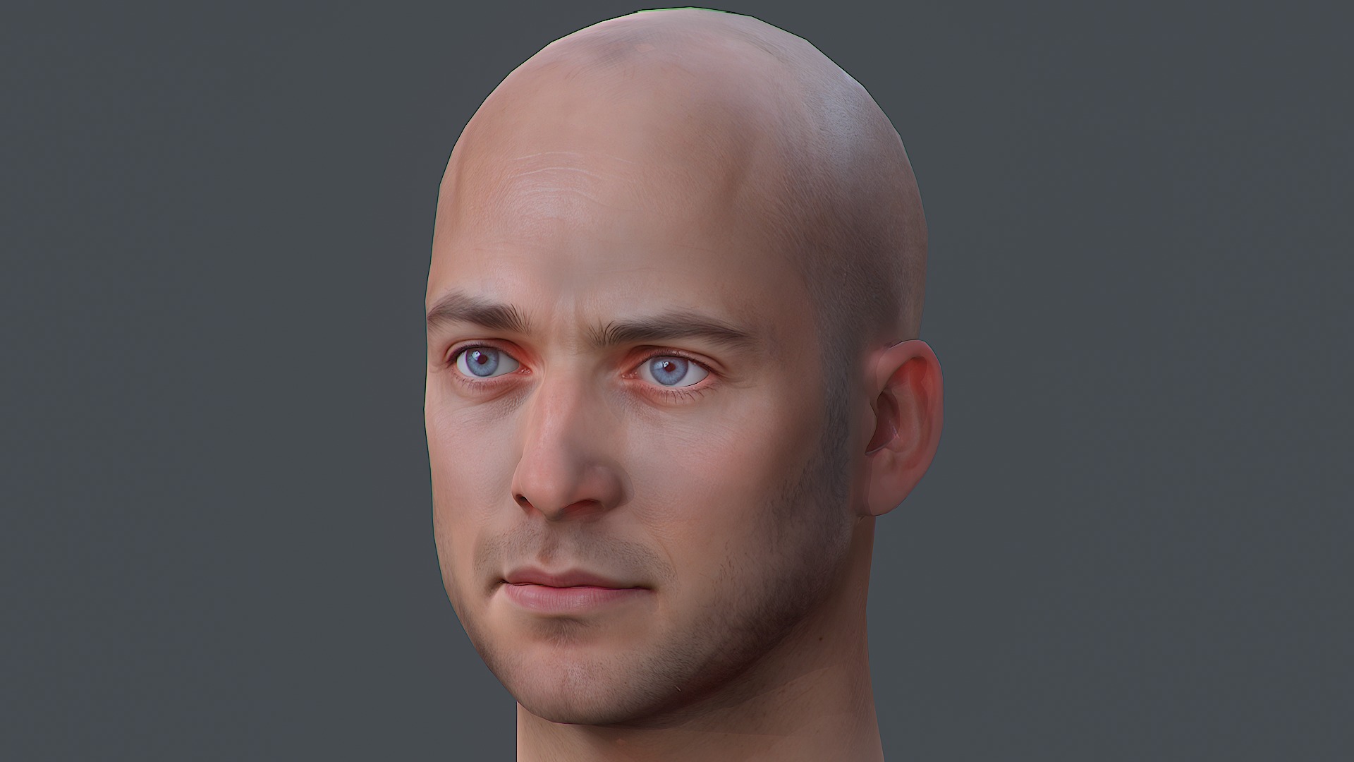 Male head Realistic Perfect Head Low-poly 3D model game ready  Low-poly 3D model_12